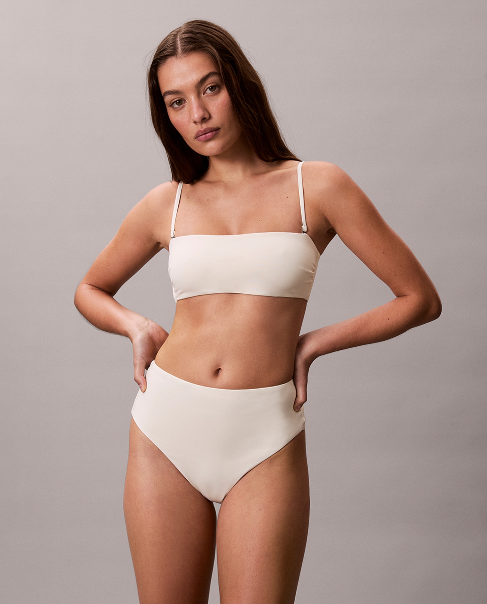 Parte de Baixo de Biquíni com Cintura Subida Creme-6