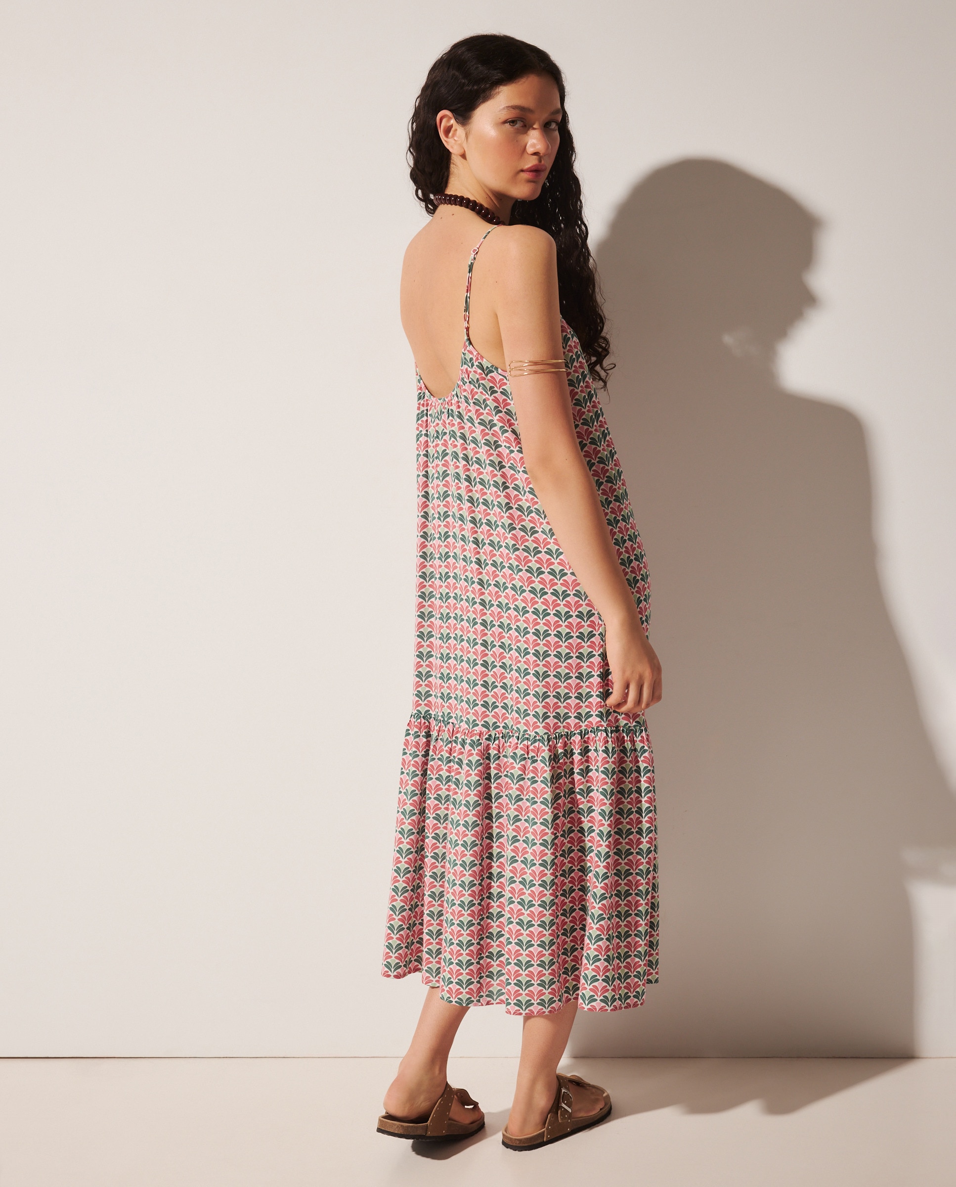 Vestido Comprido com Estampado Étnico 200 Rosa-3