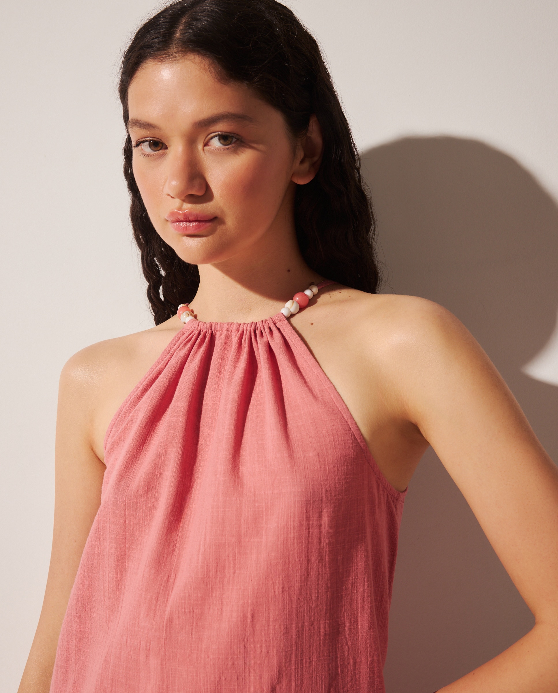 Vestido curto liso 200 Rosa-2