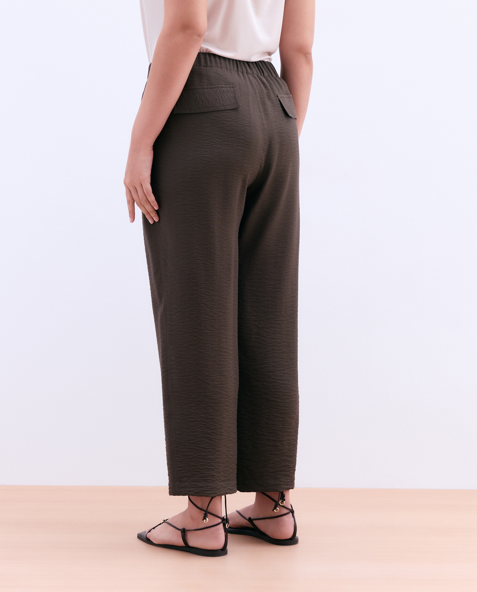Calças fluidas de mulher 520 Caqui-3