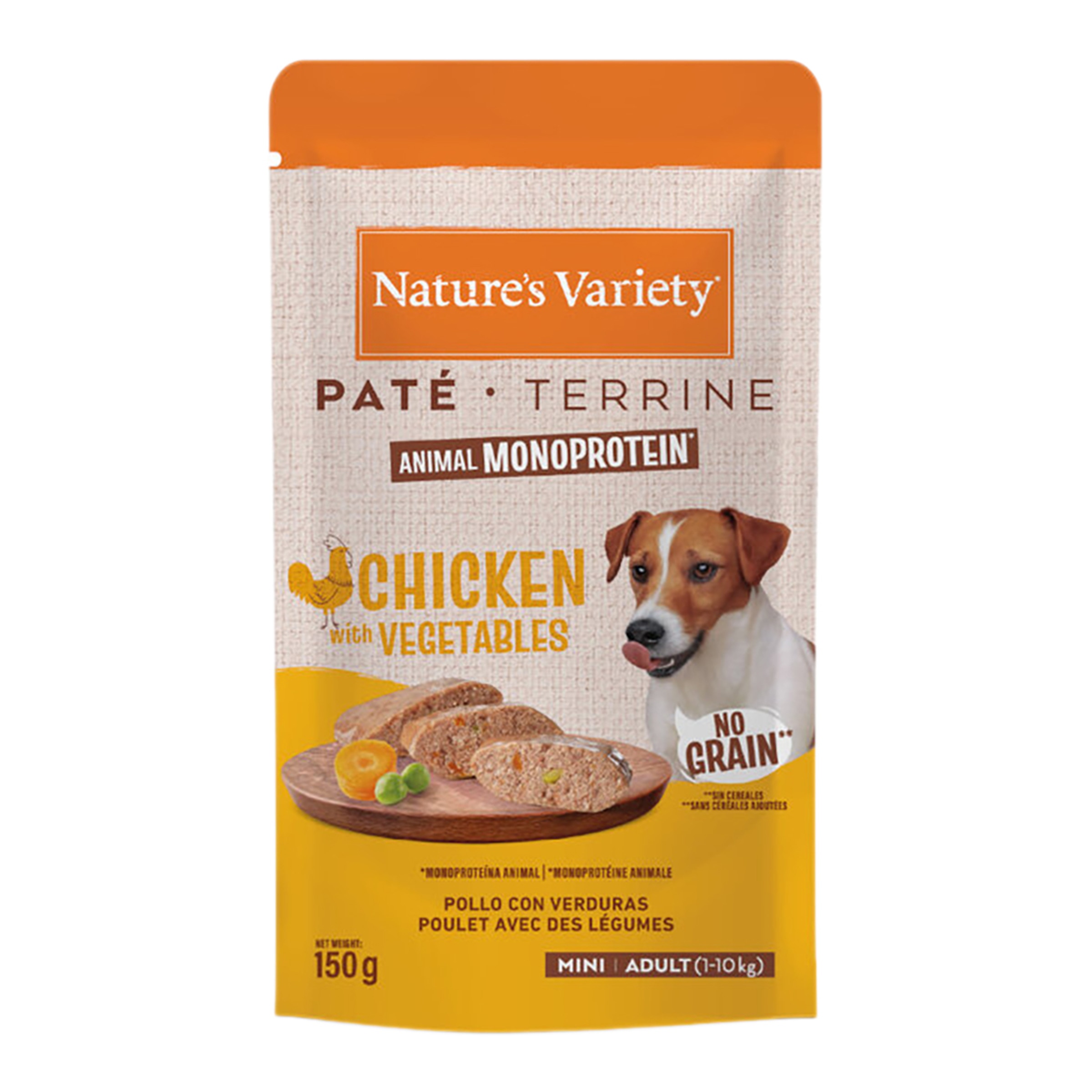Imagen 0 de Comida húmeda para perros adultos minis Nature's Variety No Grain paté pollo con verduras 150 g