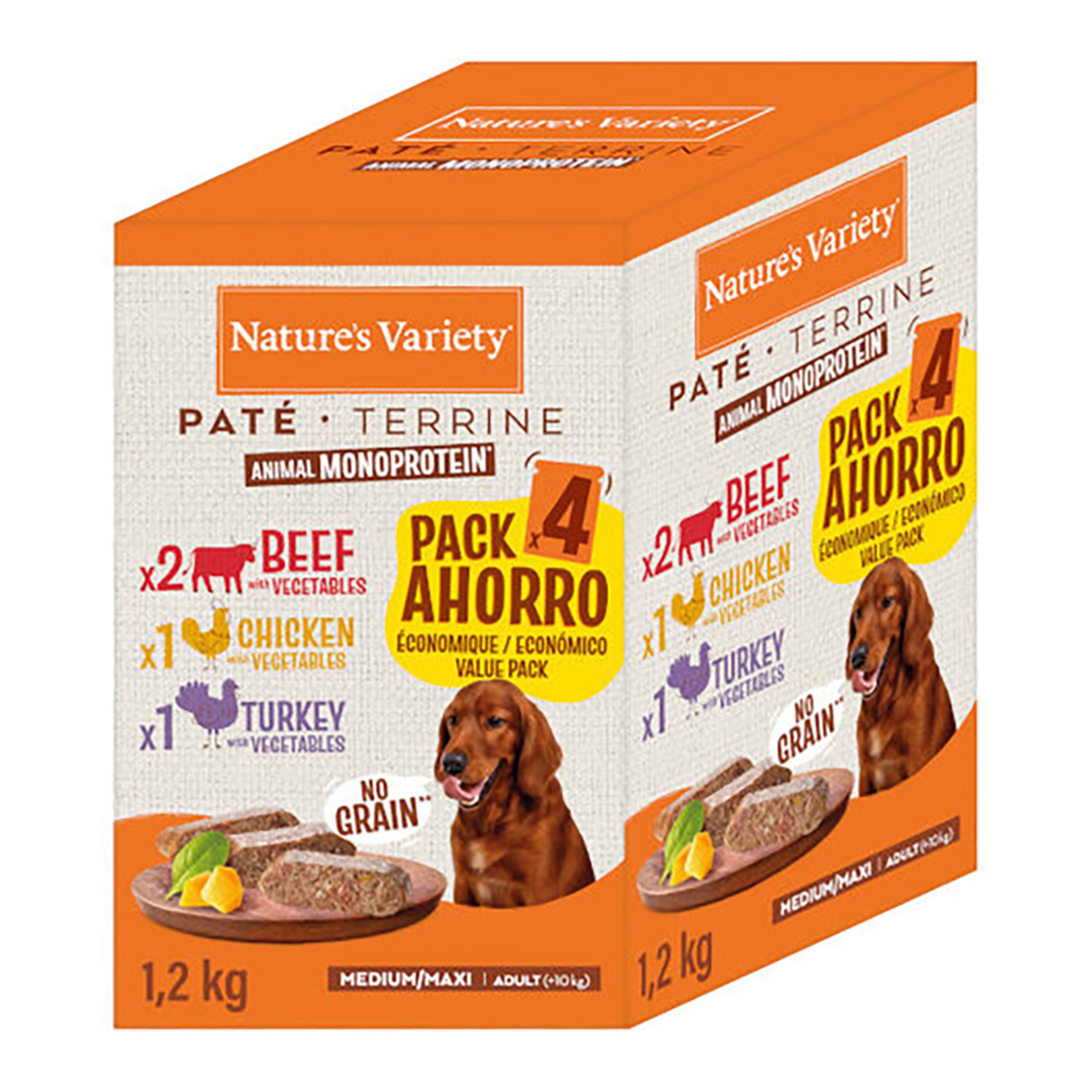 Imagen 0 de Comida húmeda para perros adultos medianos y grandes Nature's Variety paté no grain 4 x 300 g
