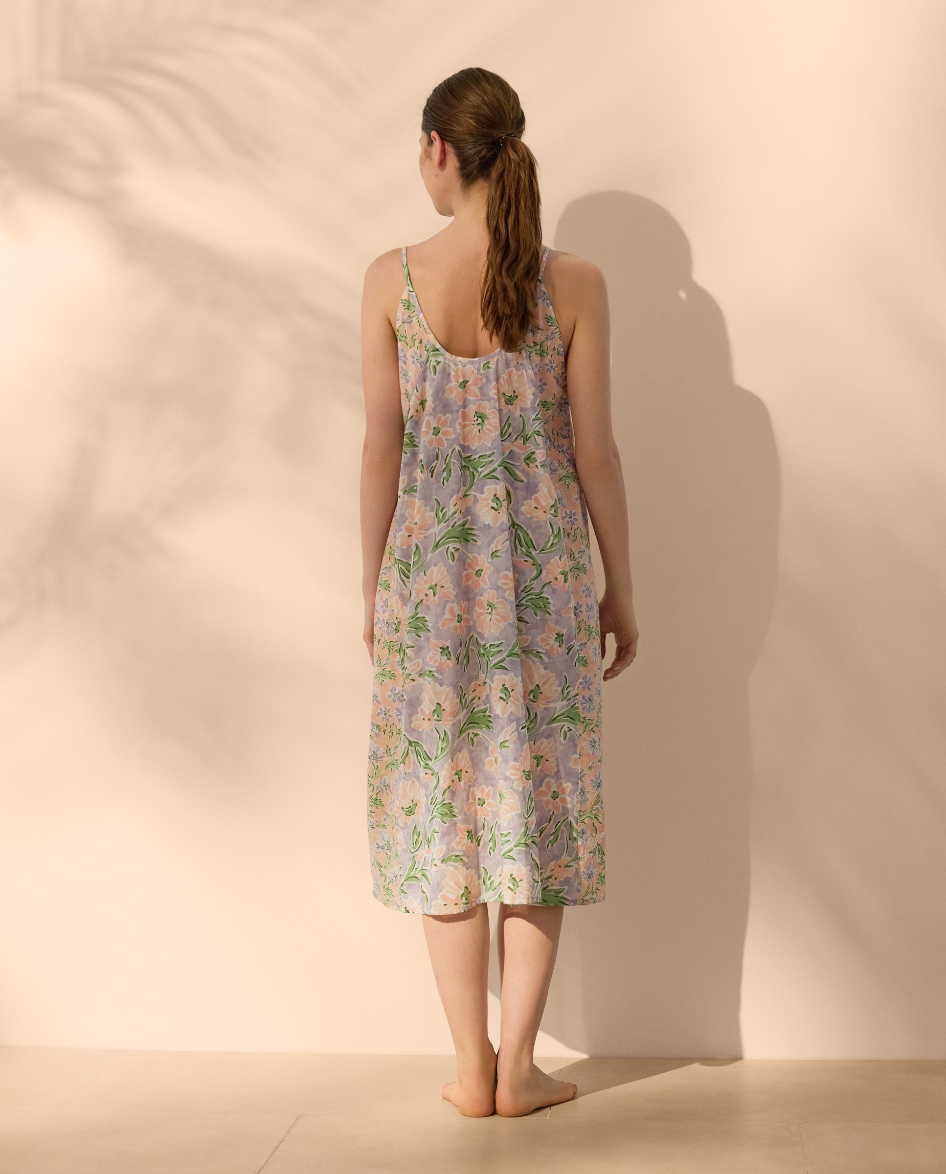 Camisa de Dormir Midi com Estampado Floral e Alças Multicolor-3