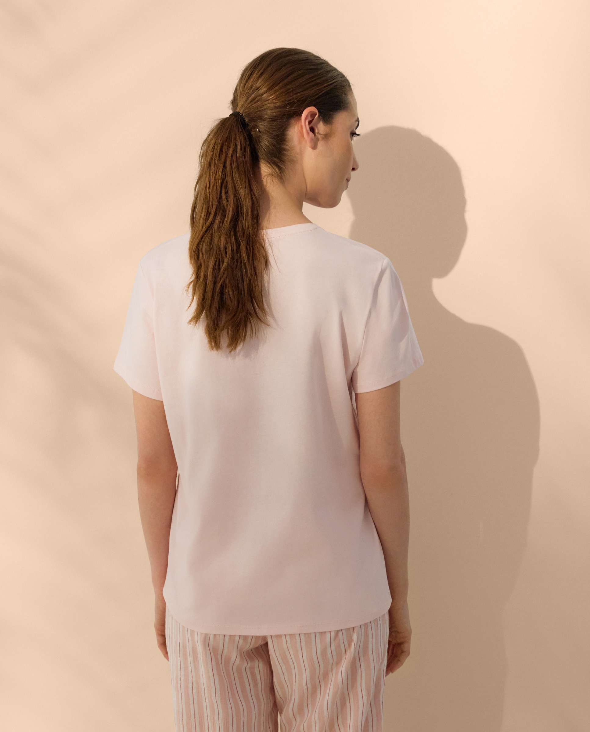 T-shirt de Pijama com Manga Curta Rosa-claro-3