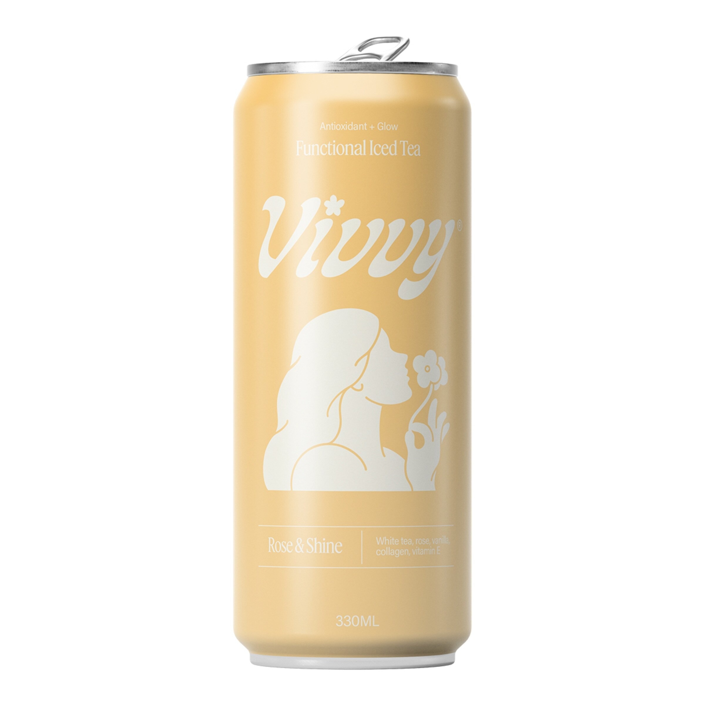 Imagen 0 de Bebida refrescante a base de té blanco Iced Tea funcional con vainilla, rosa, colágeno marino y vitamina E Vivvy