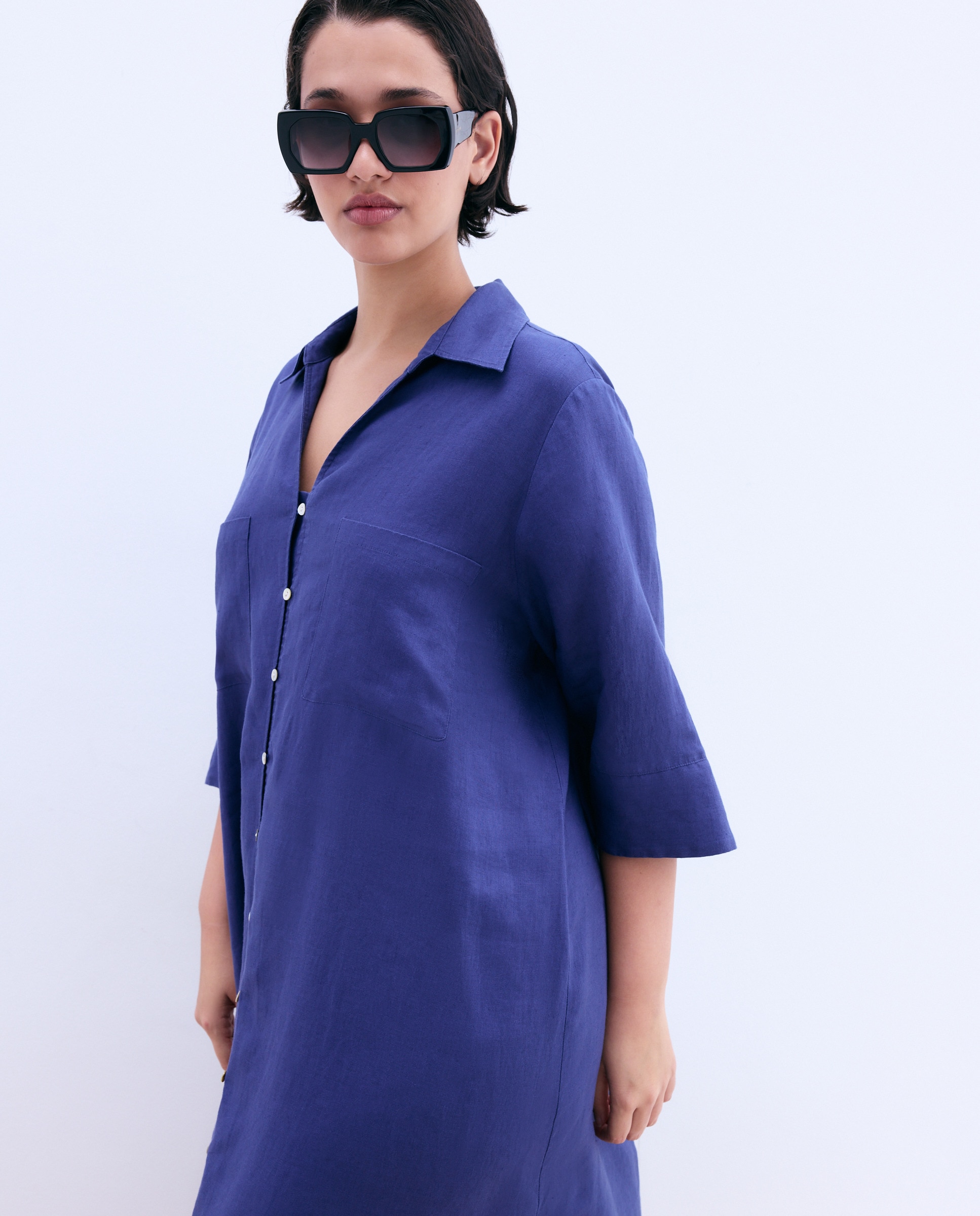 Vestido Midi Liso 400 Azul-2