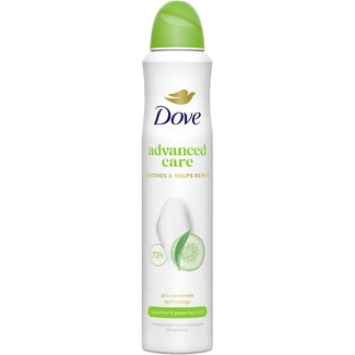 desodorante Advanced Care pepino y té verde 0% alcohol antitranspirante 72h spray 200 ml - Dove