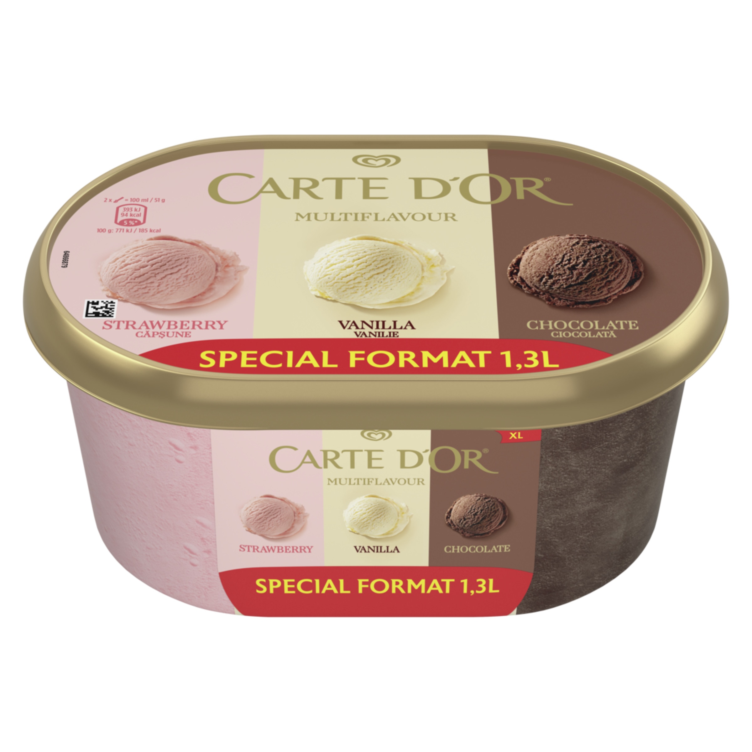 Gelado 3 Sabores embalagem 1300 ml