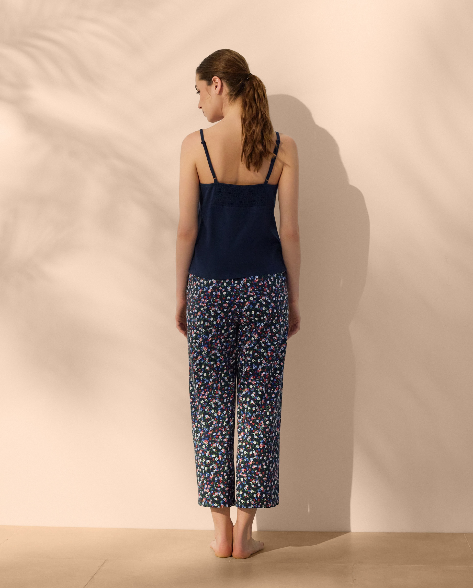 Pijama de Alças de Algodão Azul-marinho-2