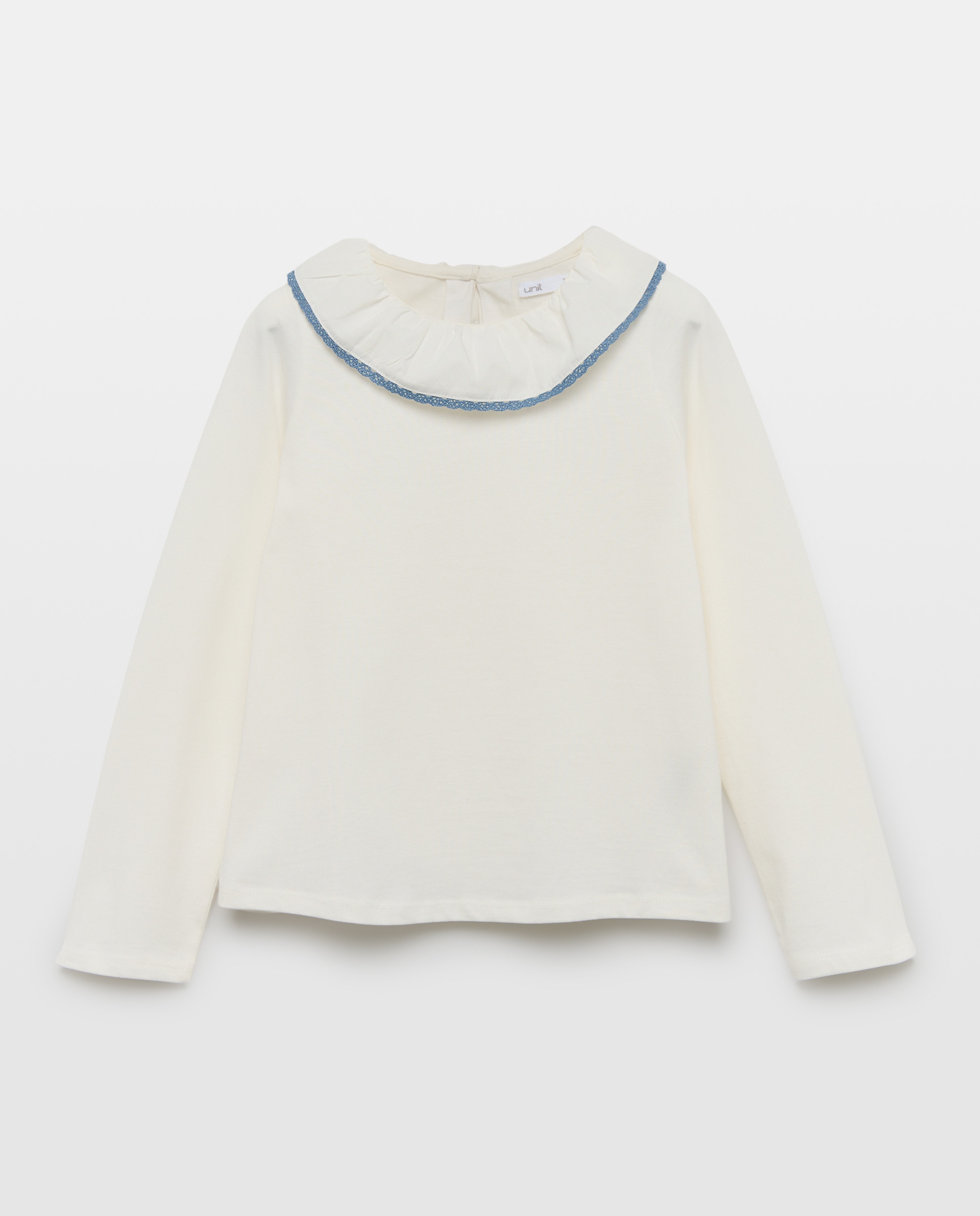 Camiseta niña cuello volante Blanco-1