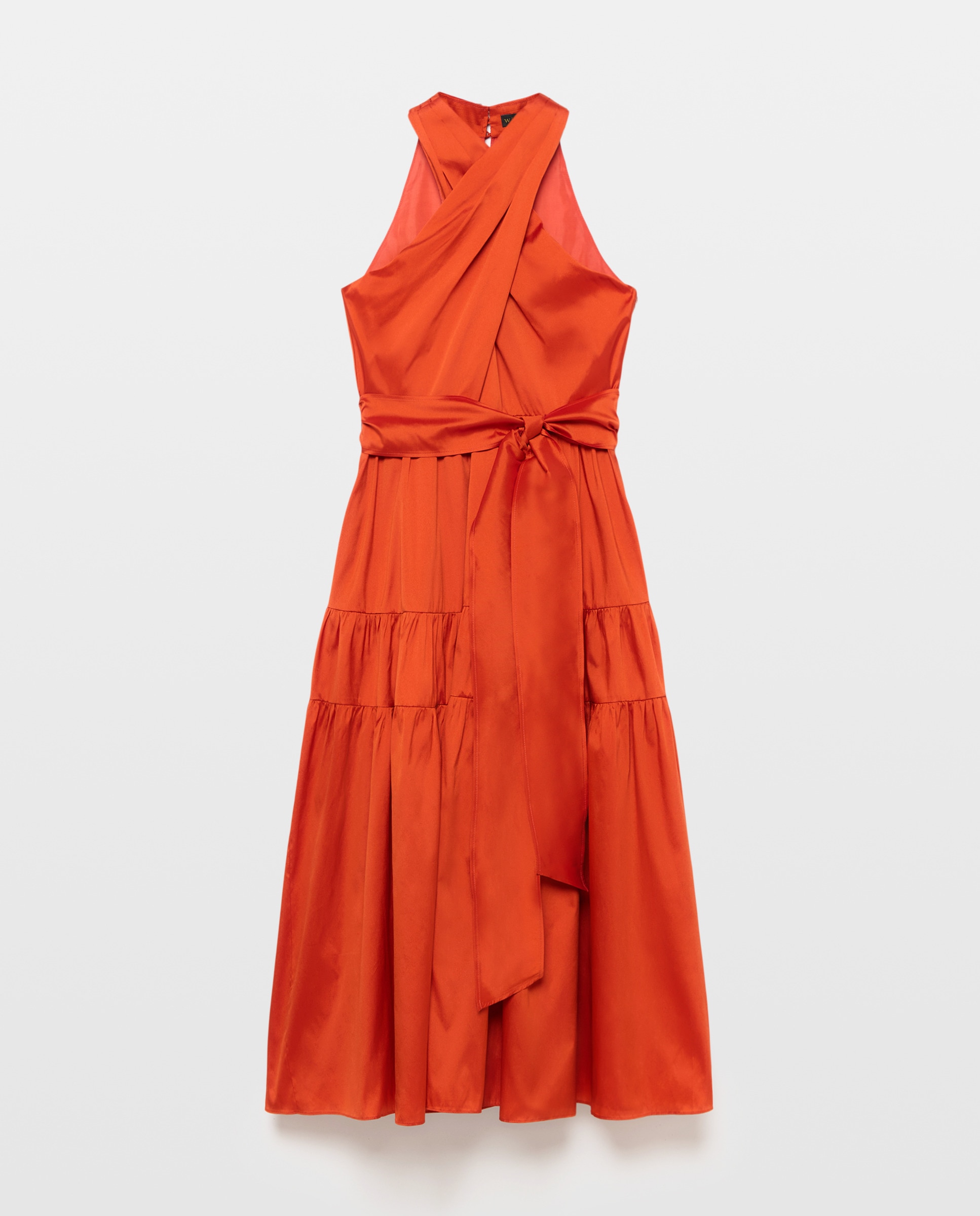 Vestido midi com gola halter Laranja-queimado-5