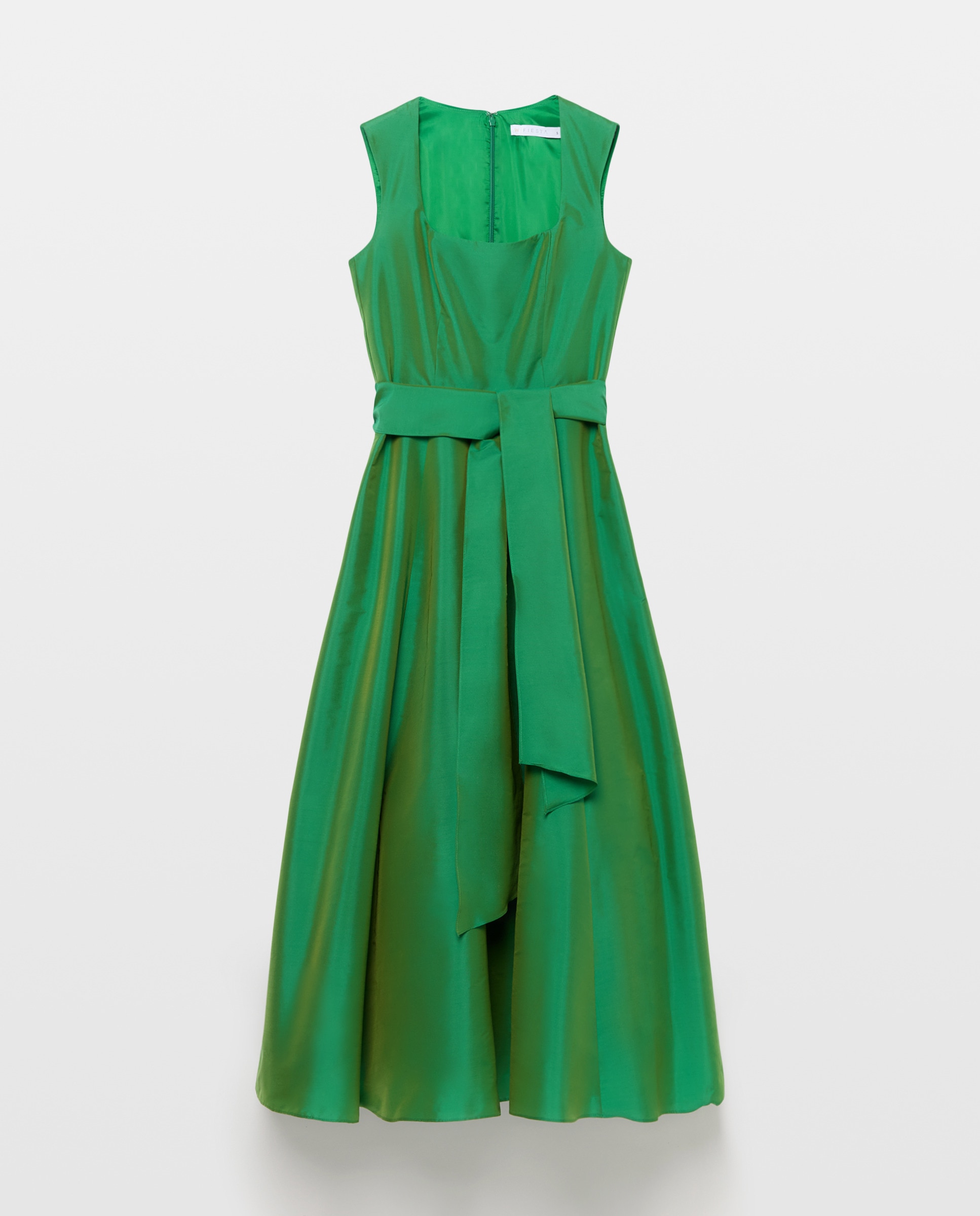 Vestido Midi sem Mangas e com Decote Quadrado 510 Verde Claro-5