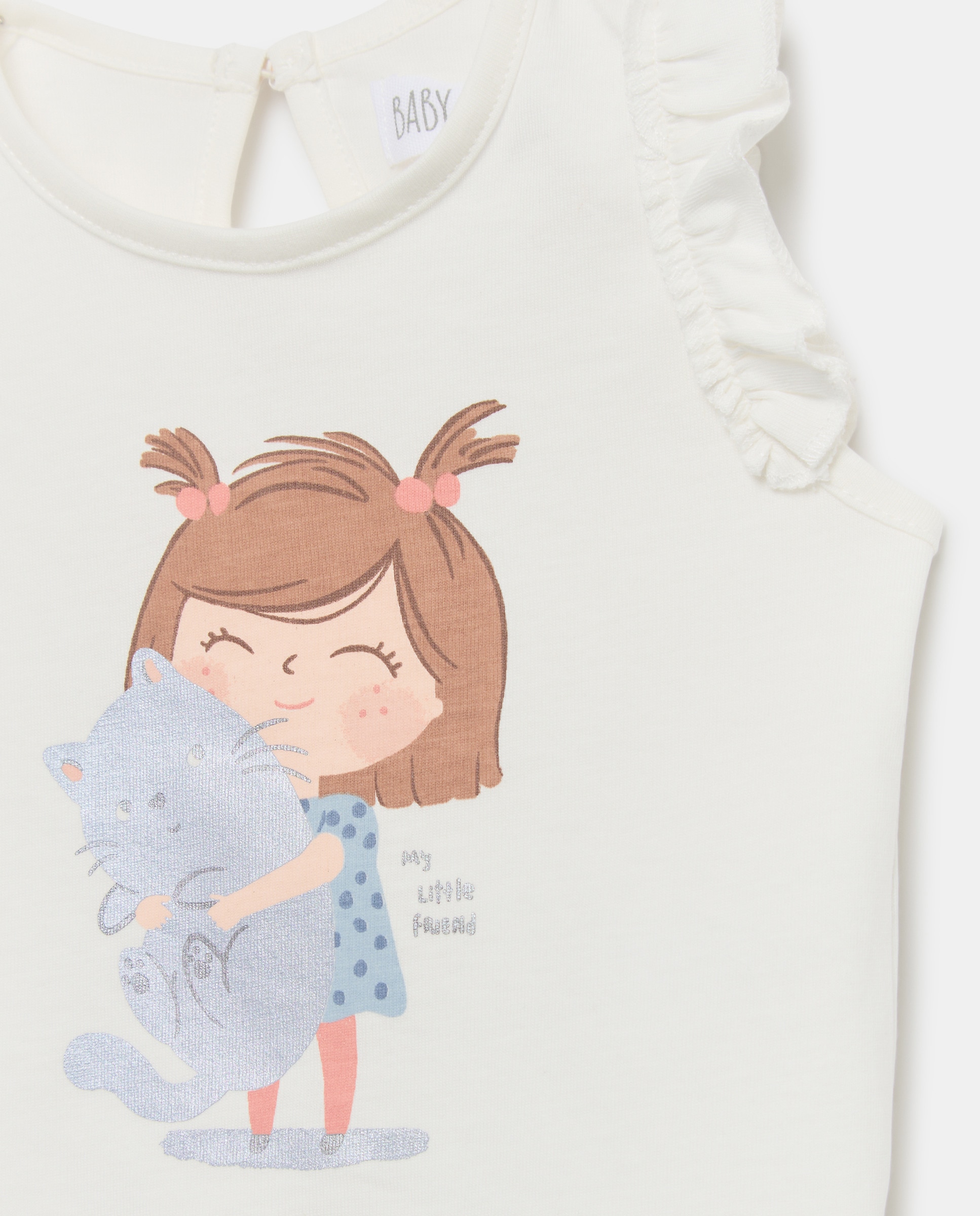 T-shirt de Alças de Bebé com Decote Redondo Baby El Corte Inglés Branco-3