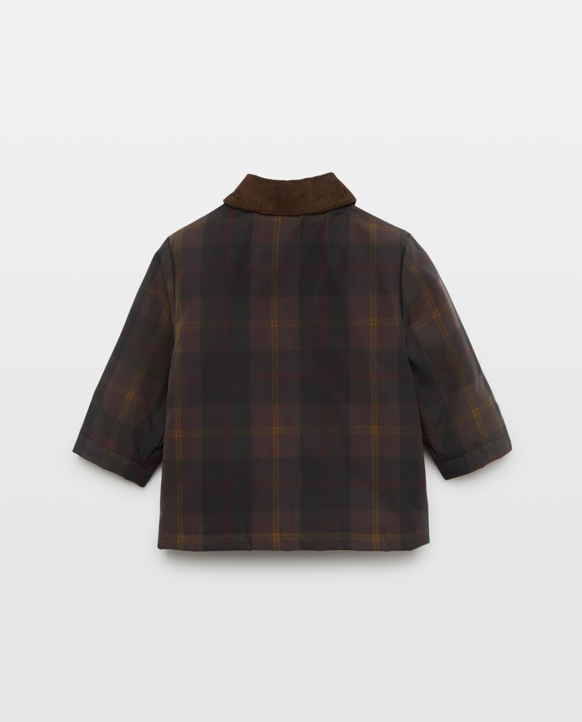 Parka de bebé cuadros con cuello de pana Marrón-2