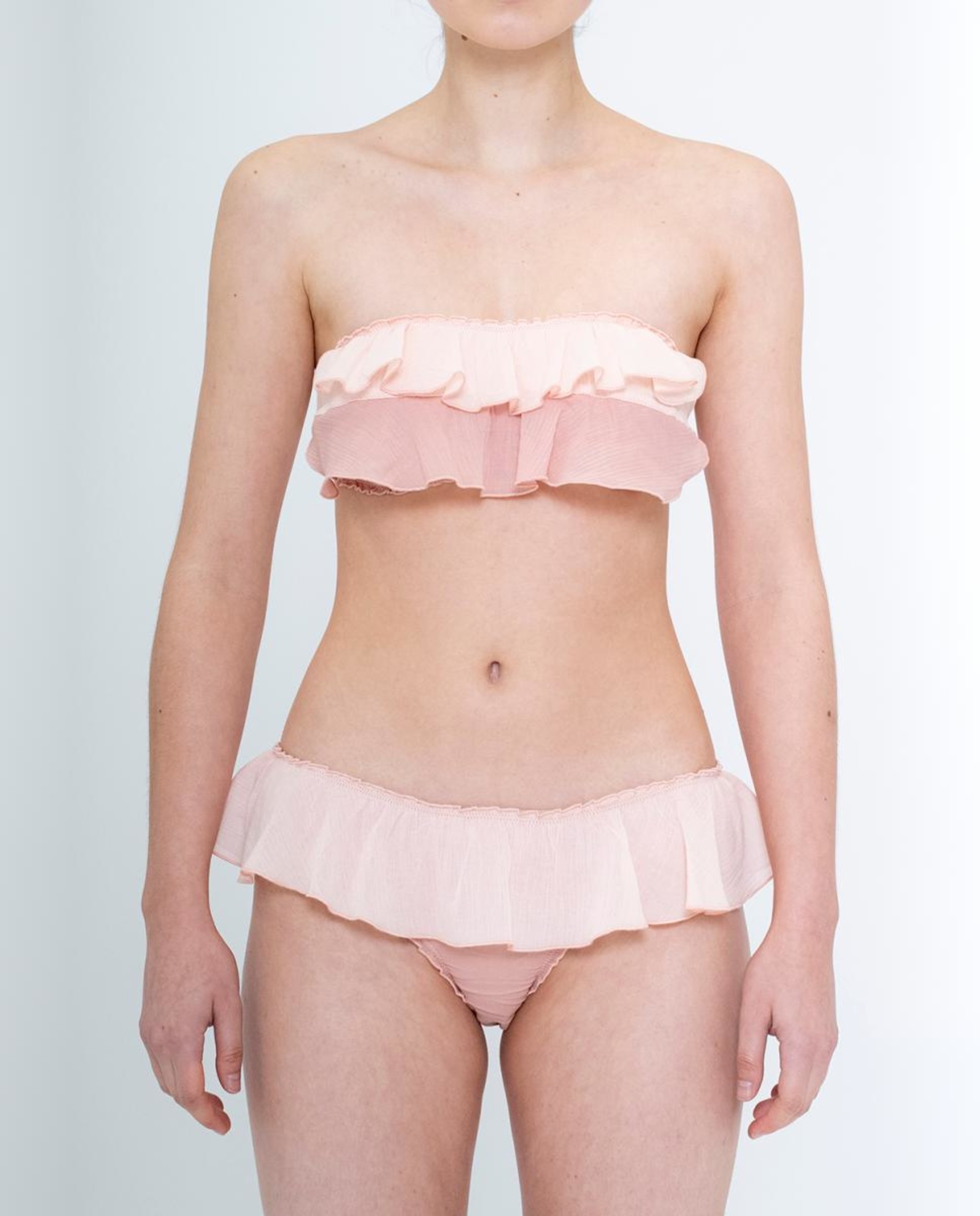 Soutien Bandeau com Folhos Ondulados Bicolor - Rosa Rosa-3