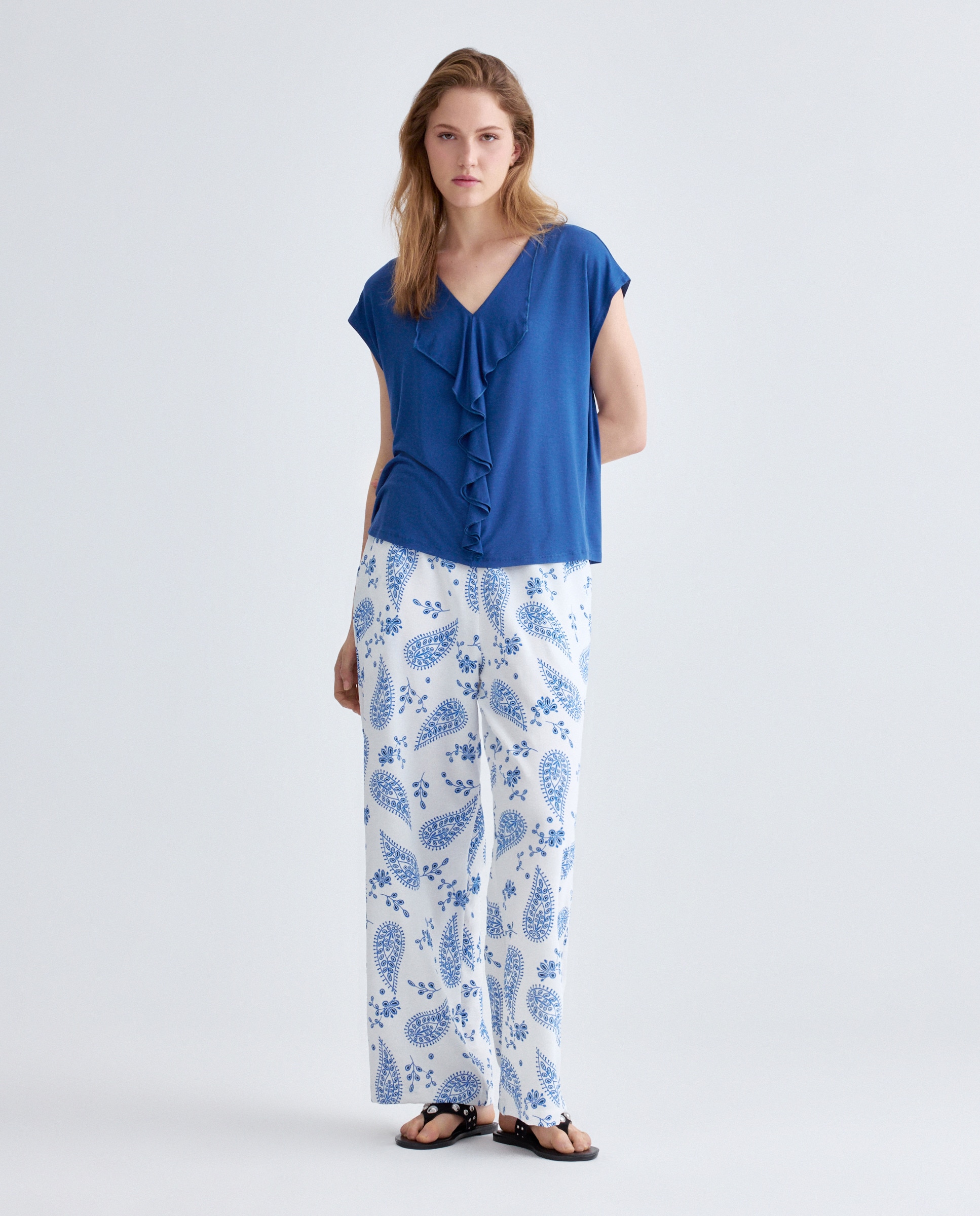 Blusa de senhora Azul-índigo-2
