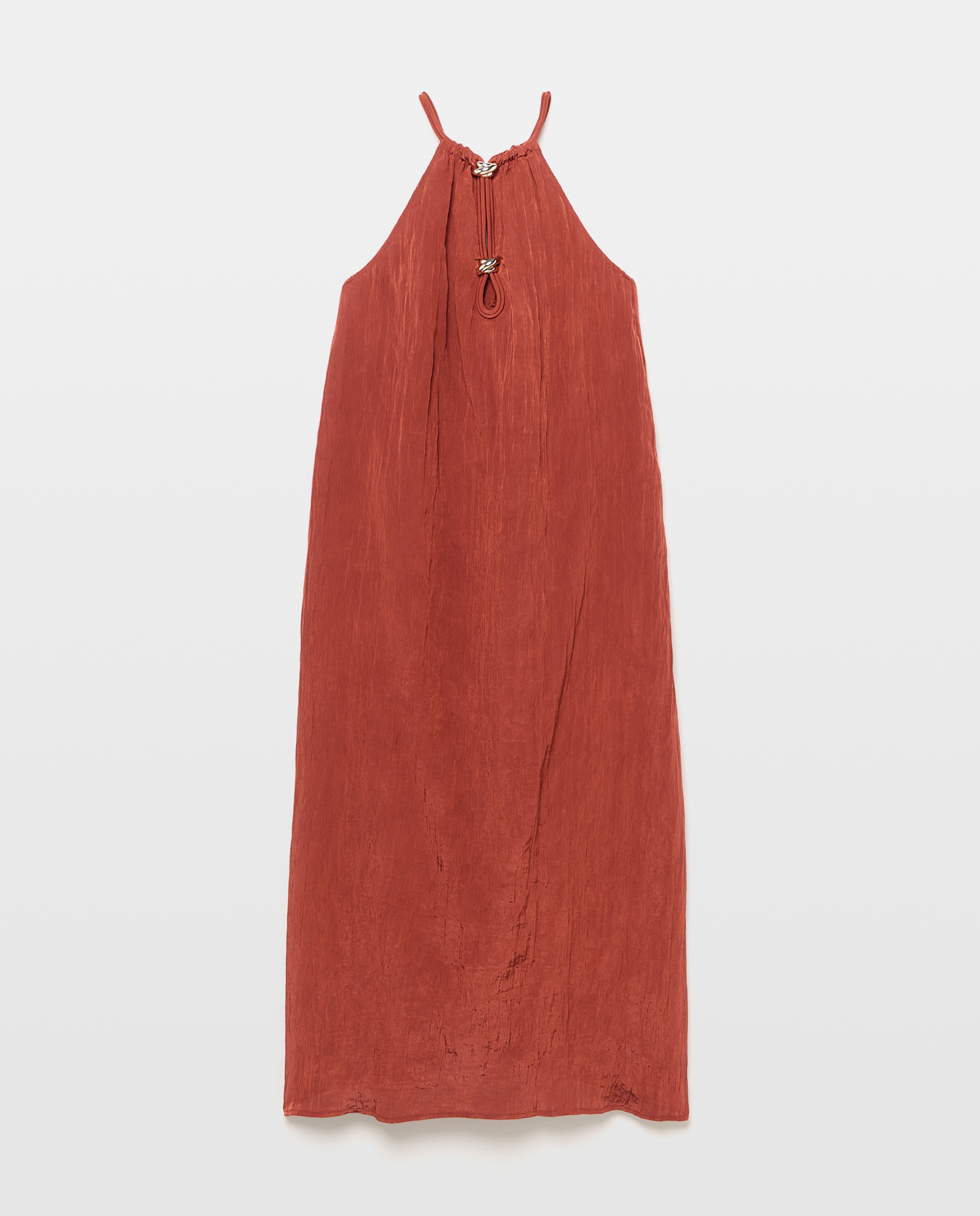 Vestido Laminado sem Mangas 770 Terracota-5