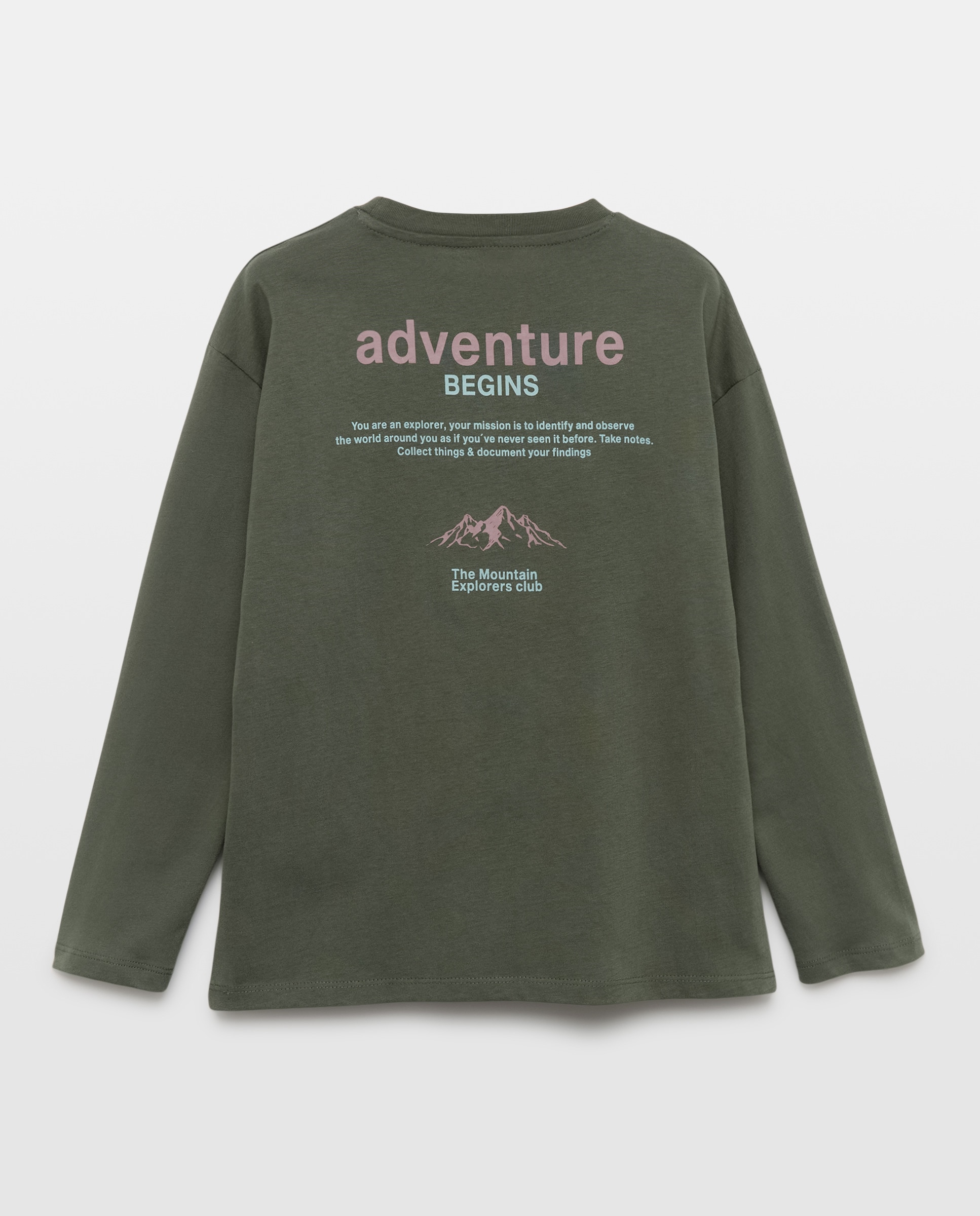 Camiseta de niño estampada manga larga 530 Verde oscuro-2
