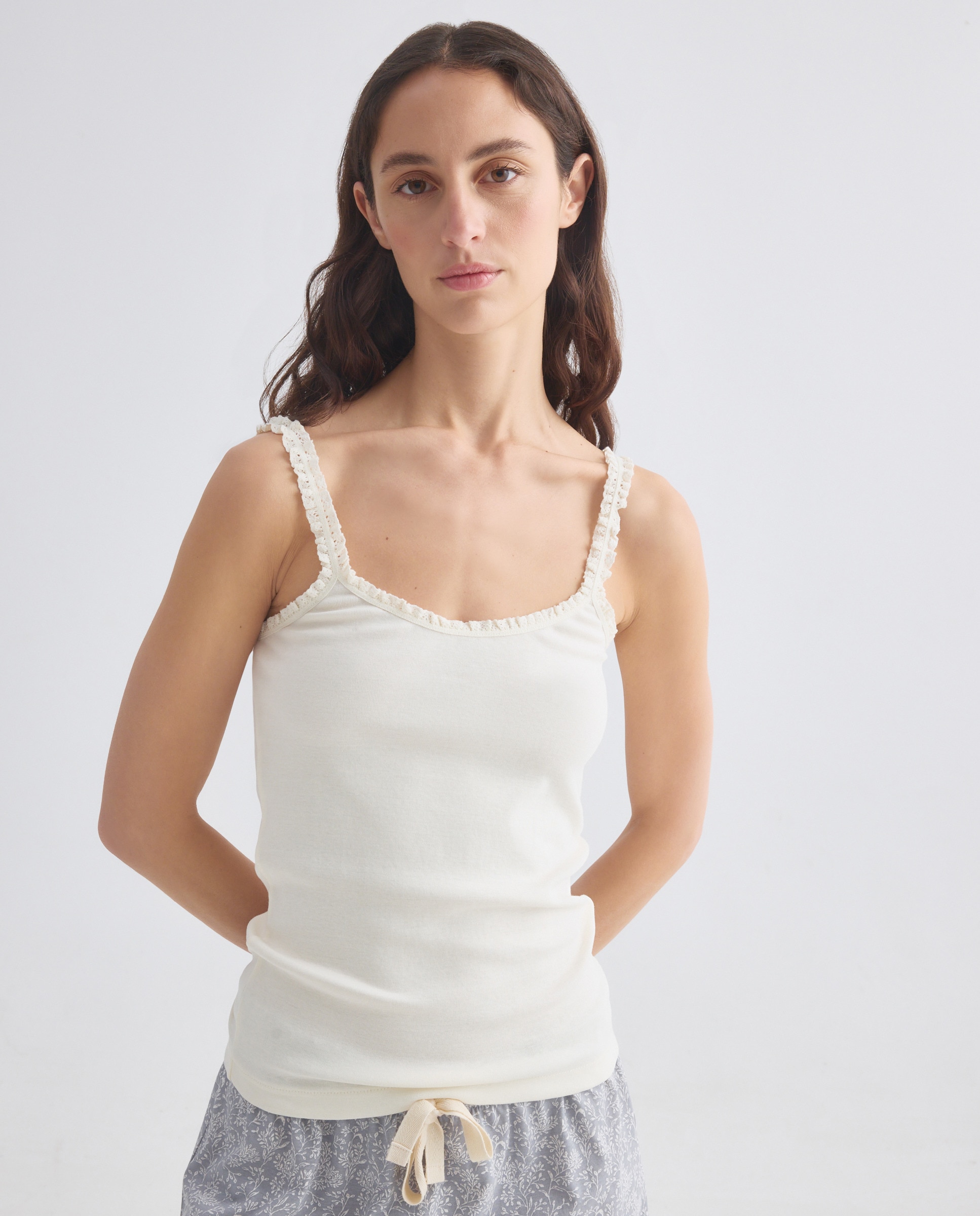 Imagen 0 de Camiseta mujer algodón tirante crochet