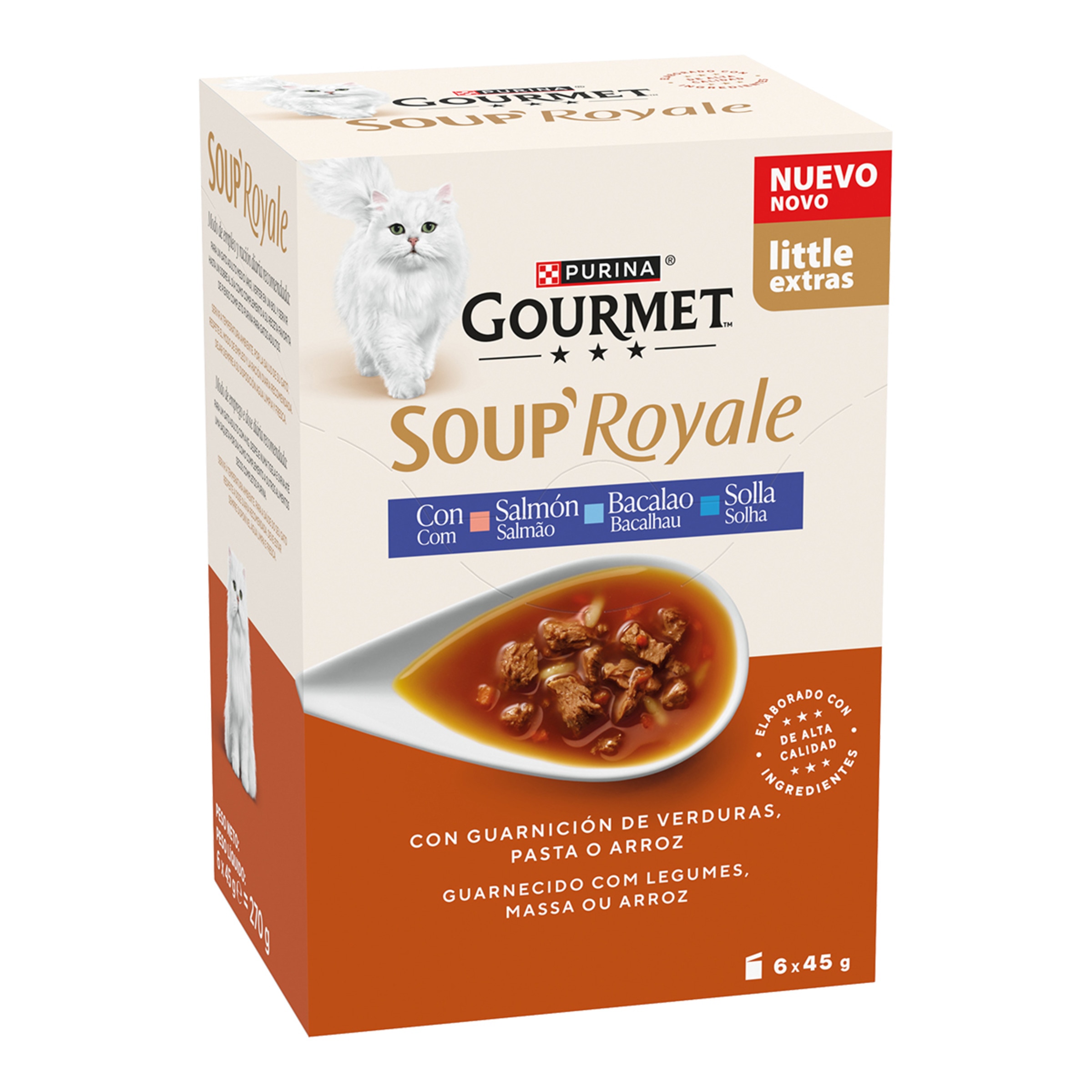 Imagen 0 de Comida húmeda para gatos adultos Gourmet Royale salmón, bacalao y solla 6 x 45g