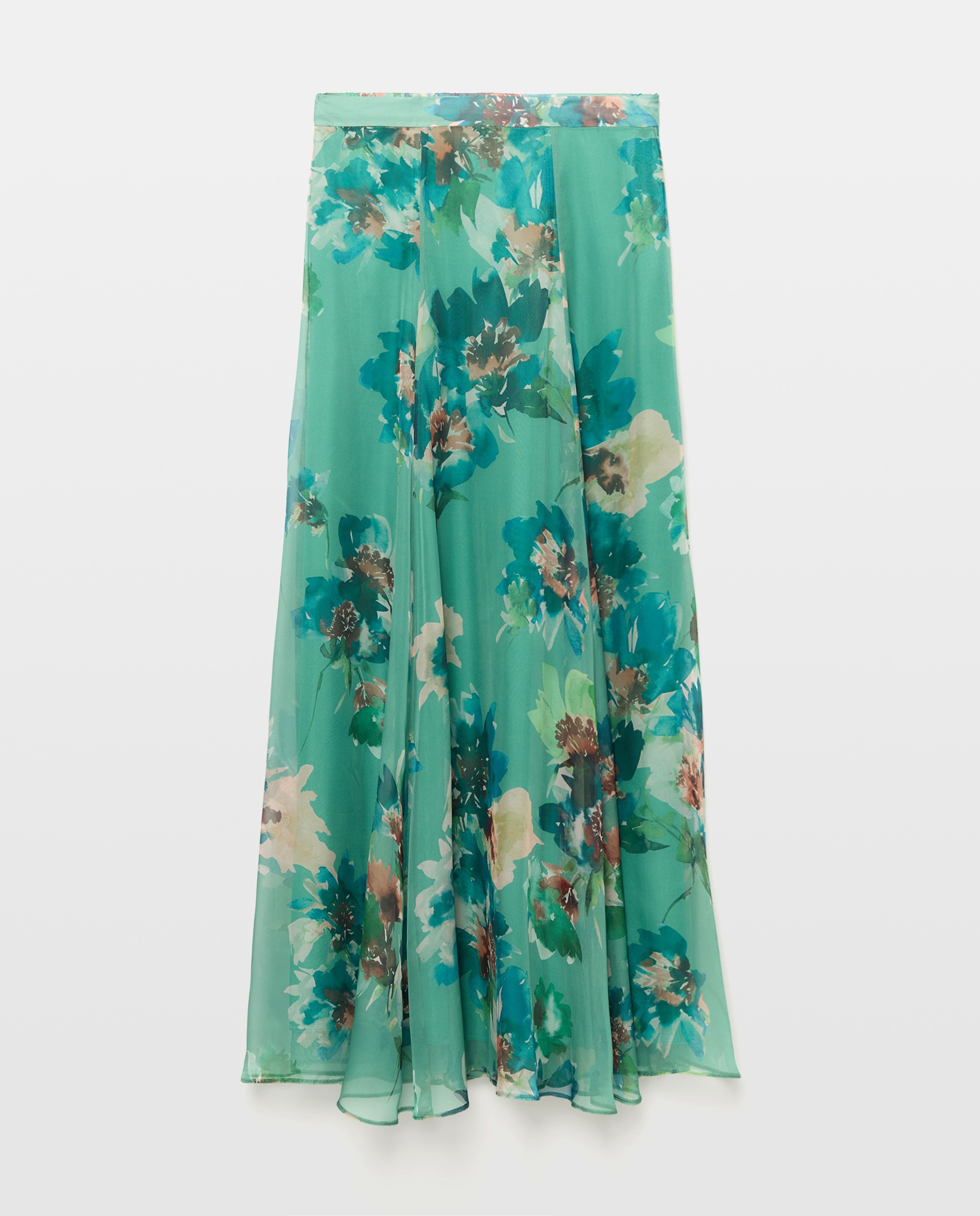 Saia de Chiffon Estampada Verde-1