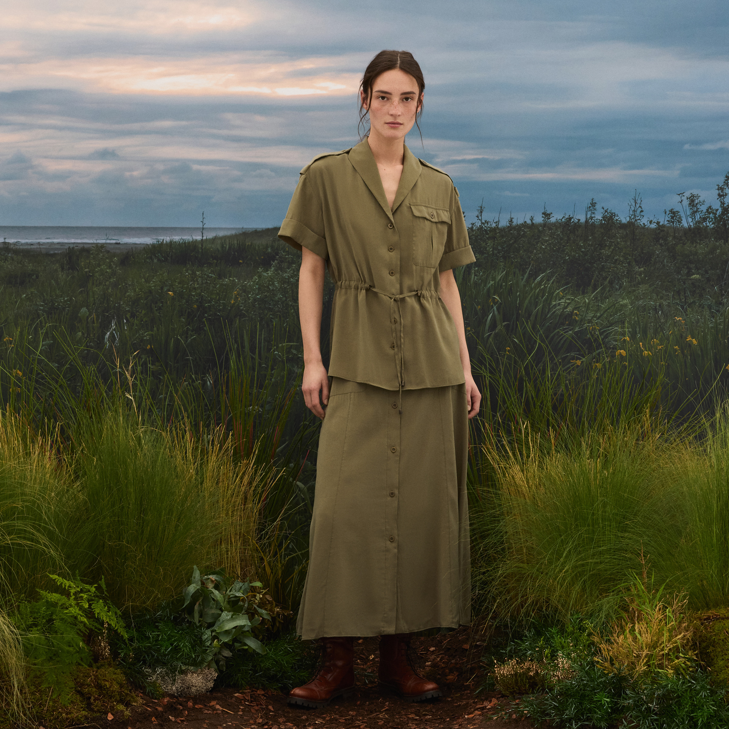 Camisa Safari de Mulher Verde-2