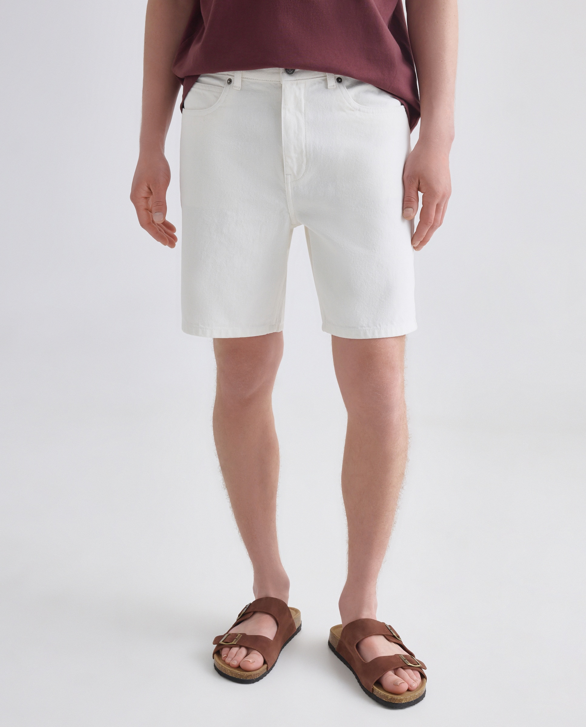 Bermuda hombre denim regular fit Blanco roto-2