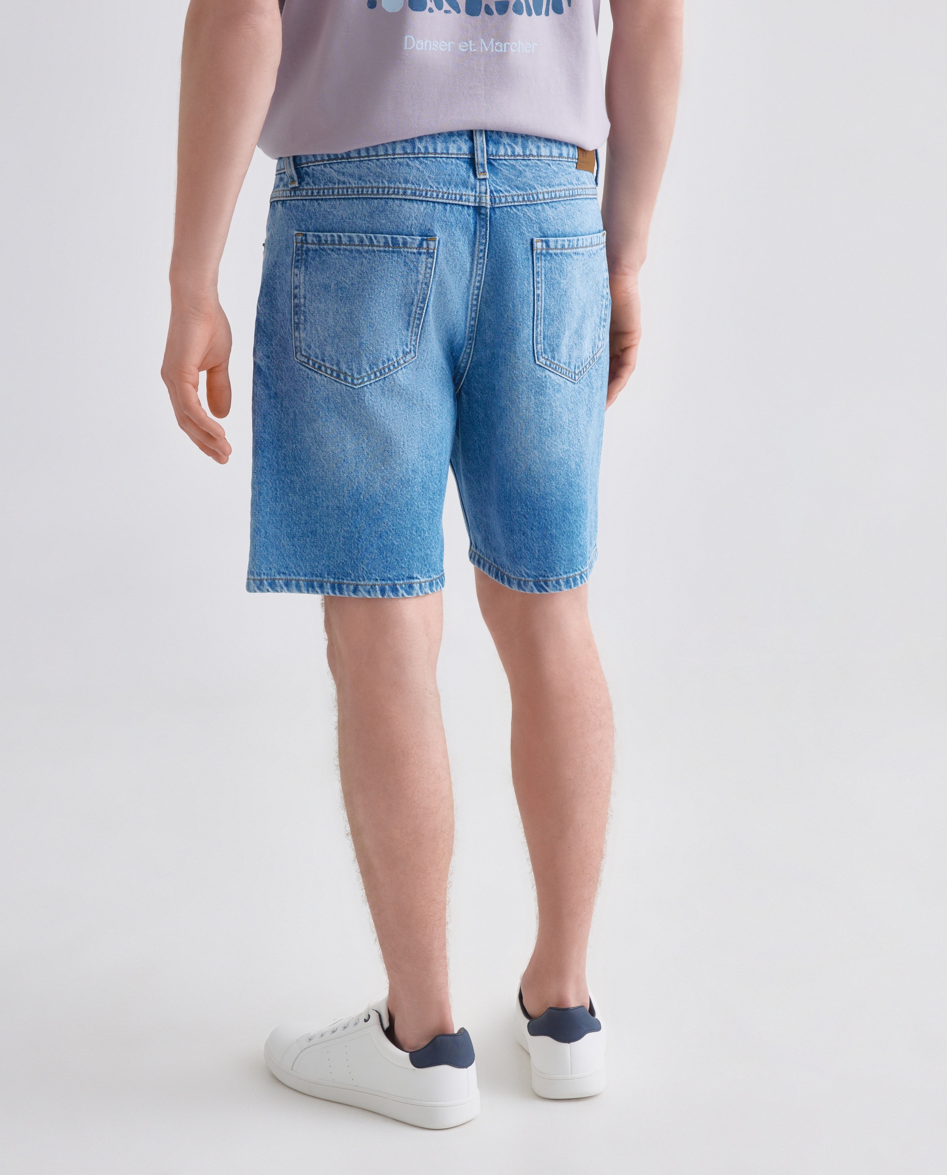 Bermuda hombre denim regular fit Azul pálido-3