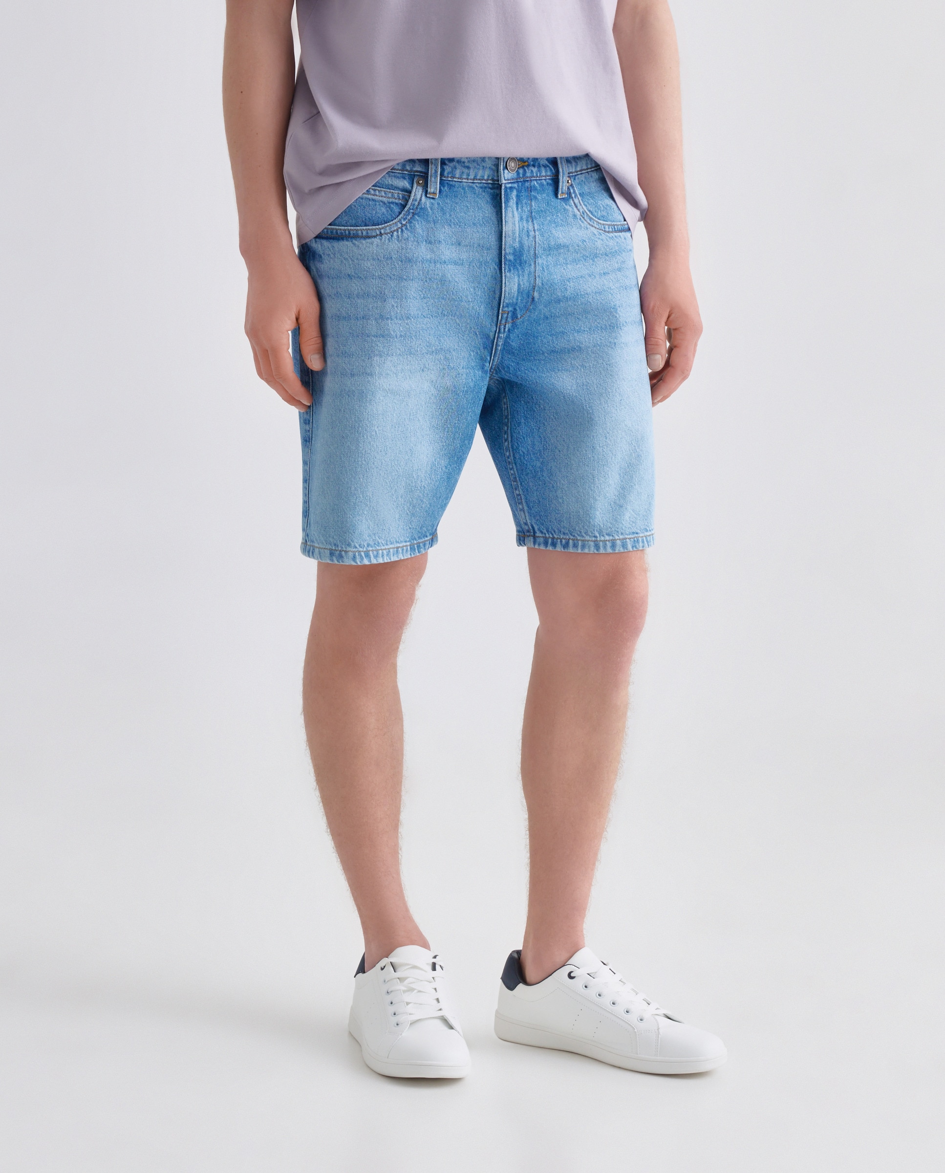 Bermuda hombre denim regular fit Azul pálido-2