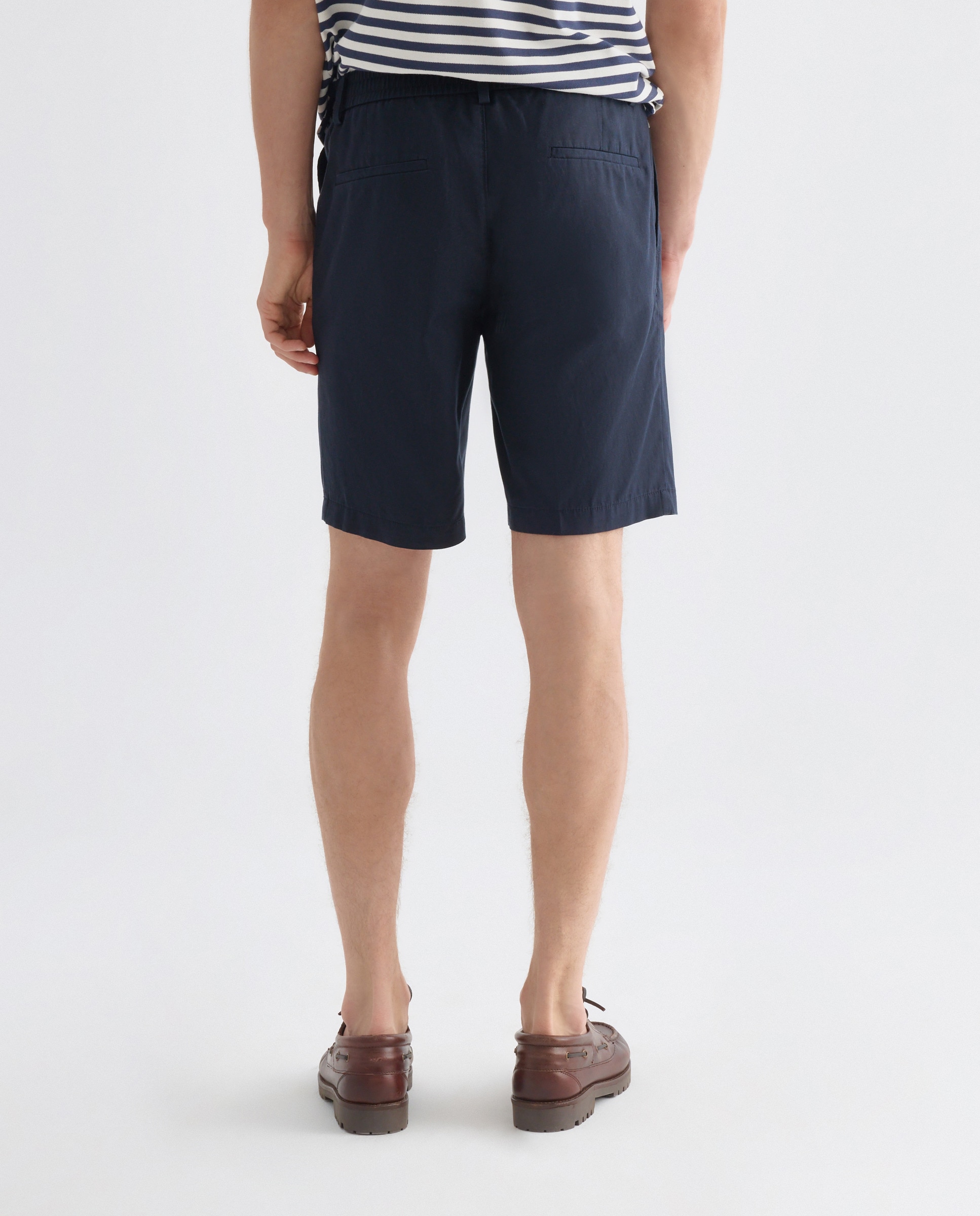 Bermuda hombre chino gomas con lino 471 Índigo-3