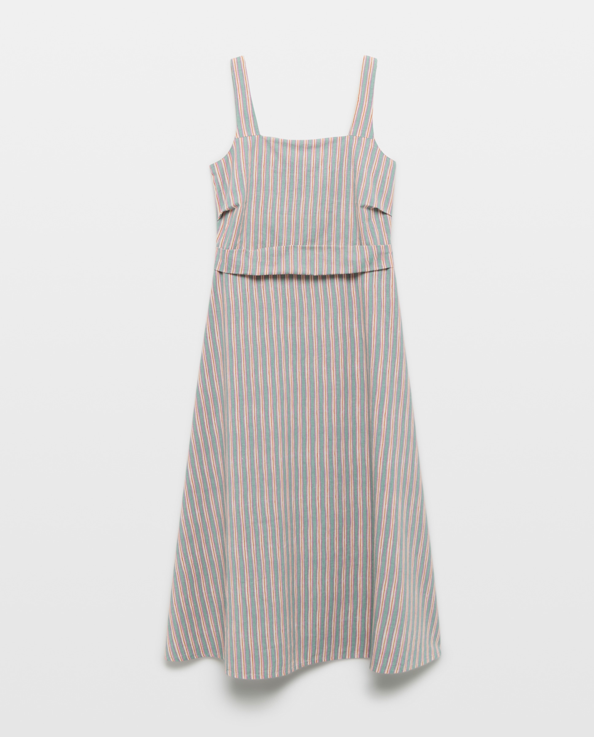 Imagen 0 de Vestido de mujer de rayas con lino