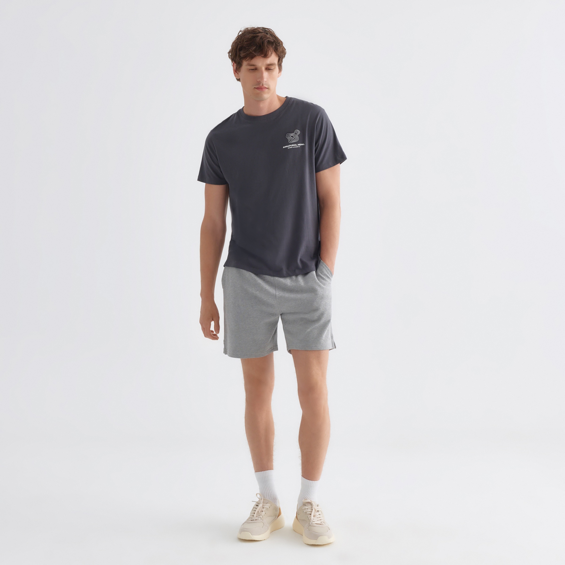 Camiseta Algodón Print Trasero Plomo-2