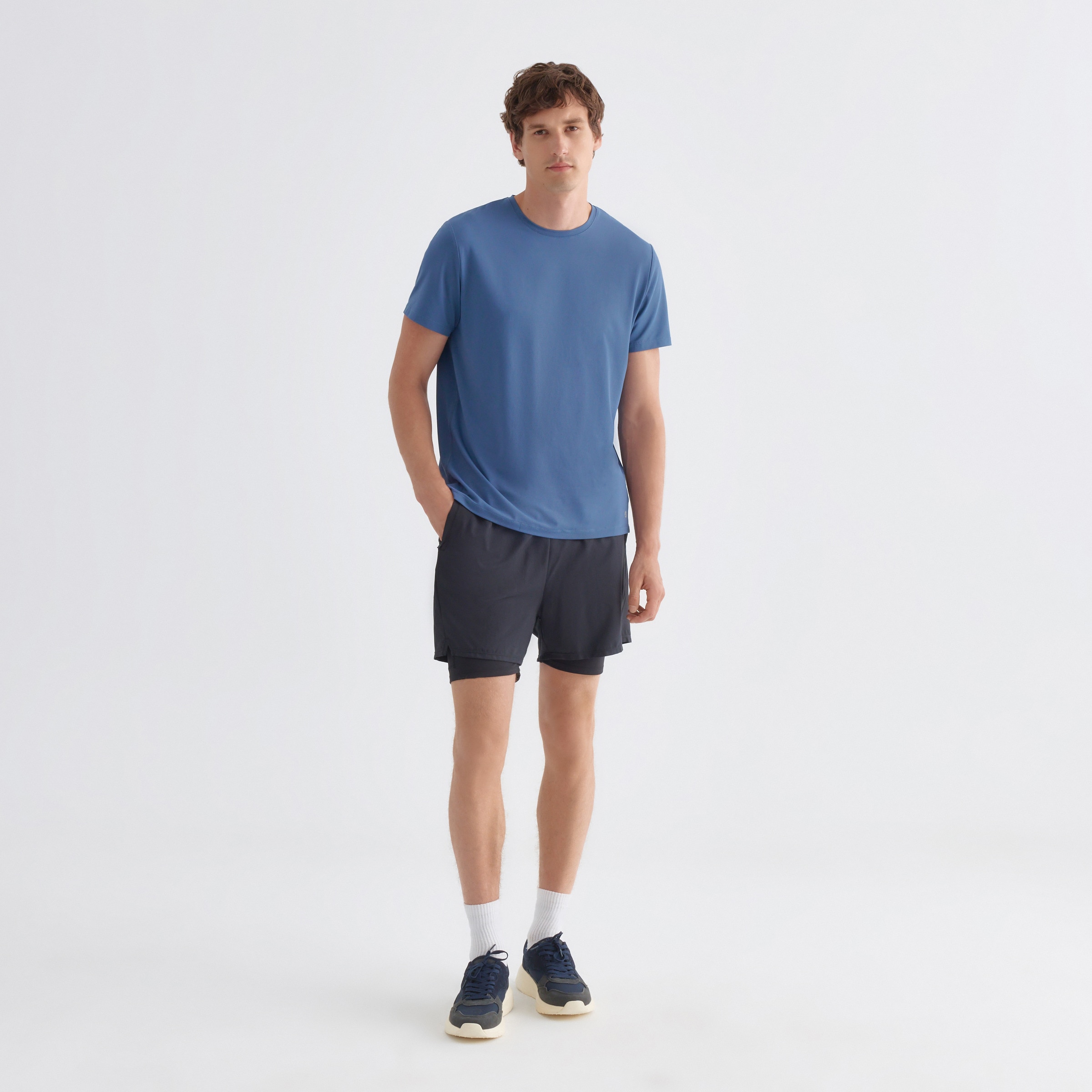 Camiseta manga corta transpirable hombre 400 Azul-2