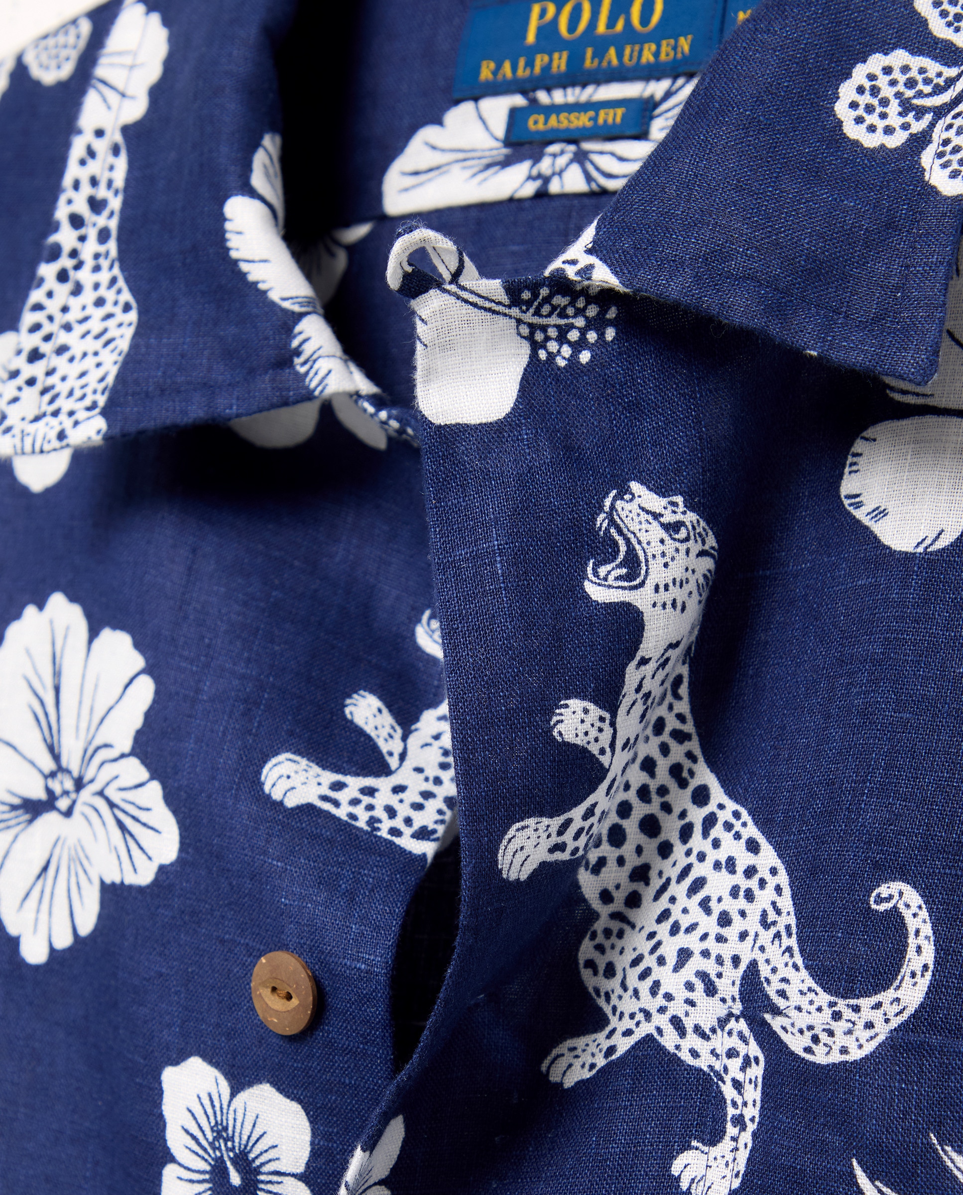 Camisa de Linho com Estampado Azul-cobalto-5