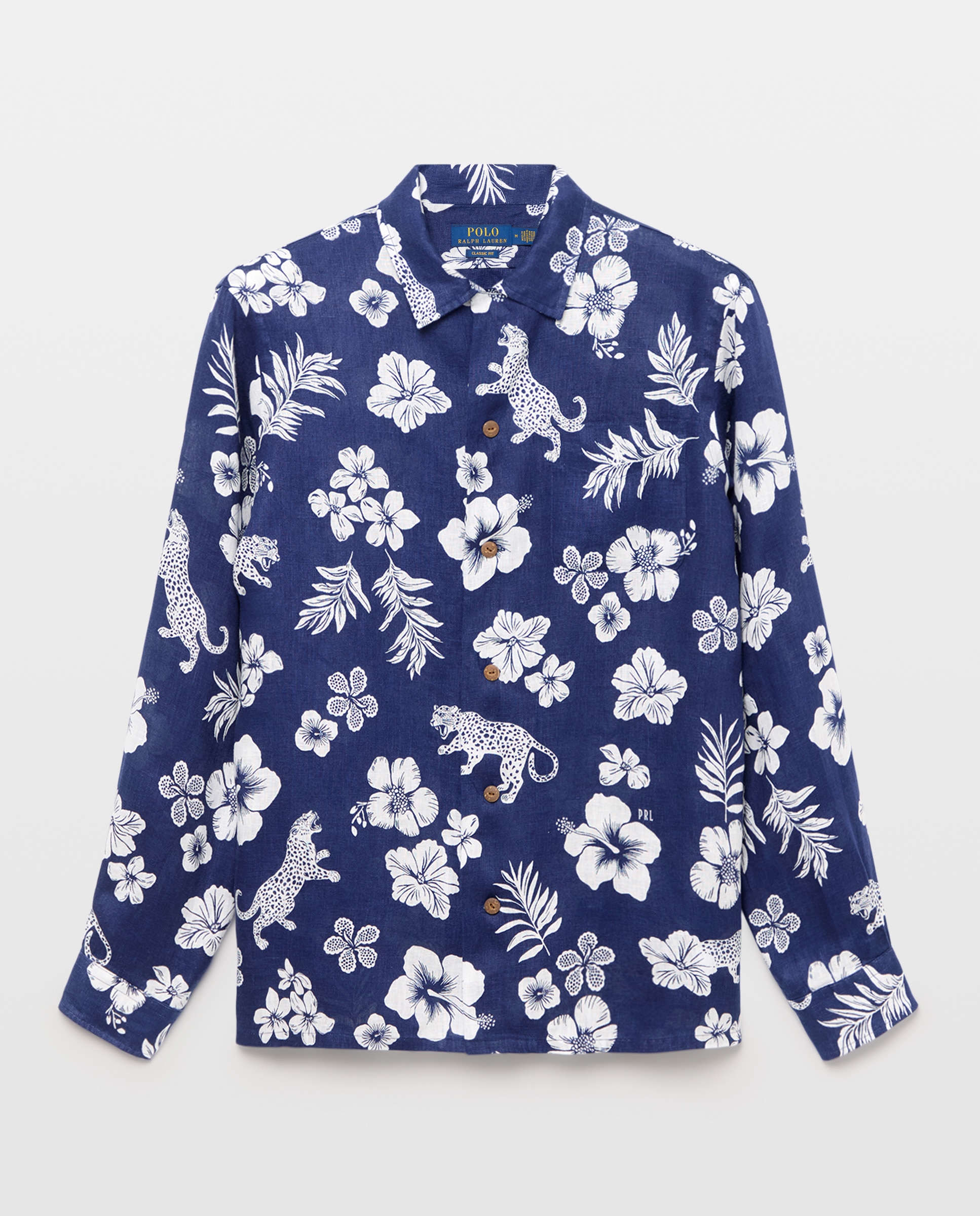 Camisa de Linho com Estampado Azul-cobalto-4