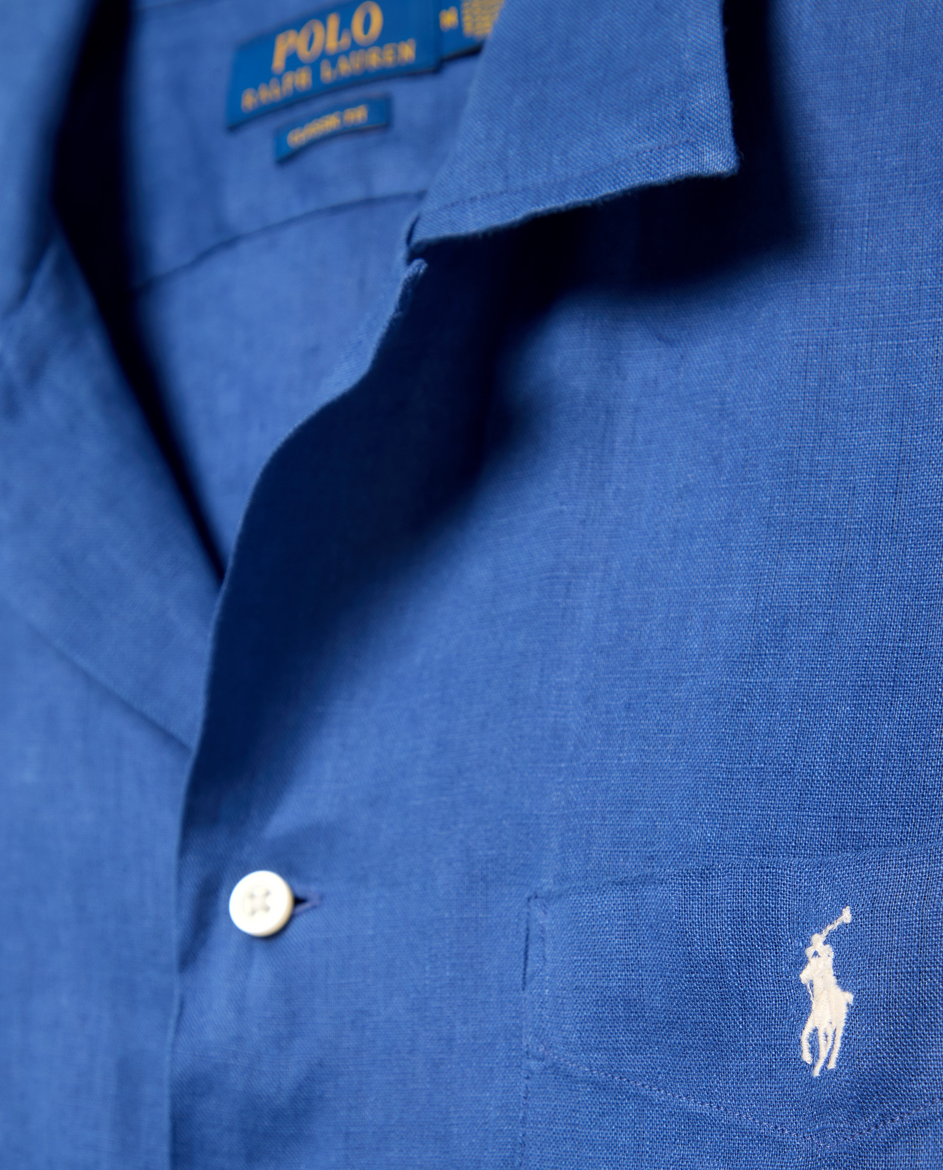 Camisa de Linho Classic Fit Azul-escuro-6