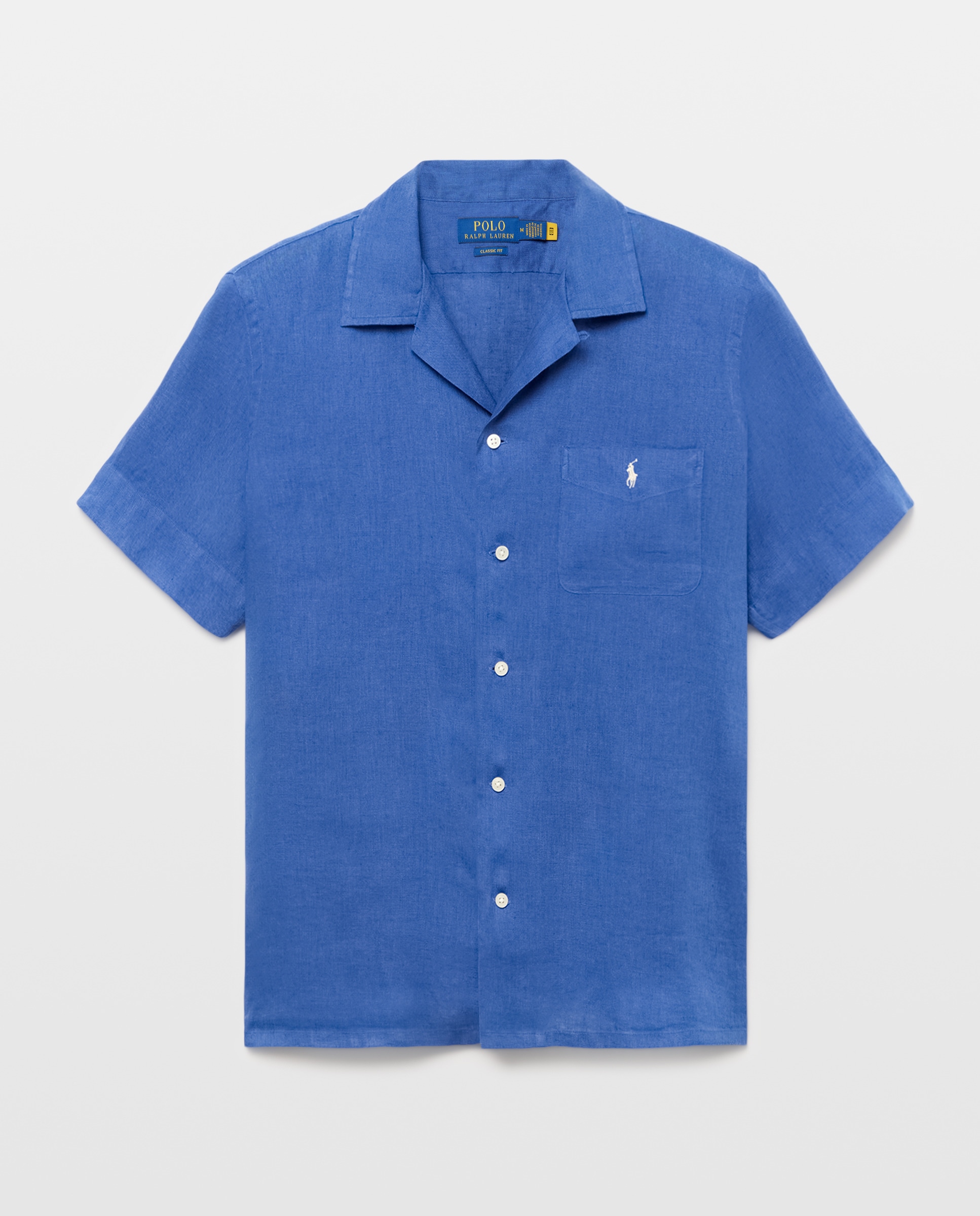 Camisa de Linho Classic Fit Azul-escuro-5