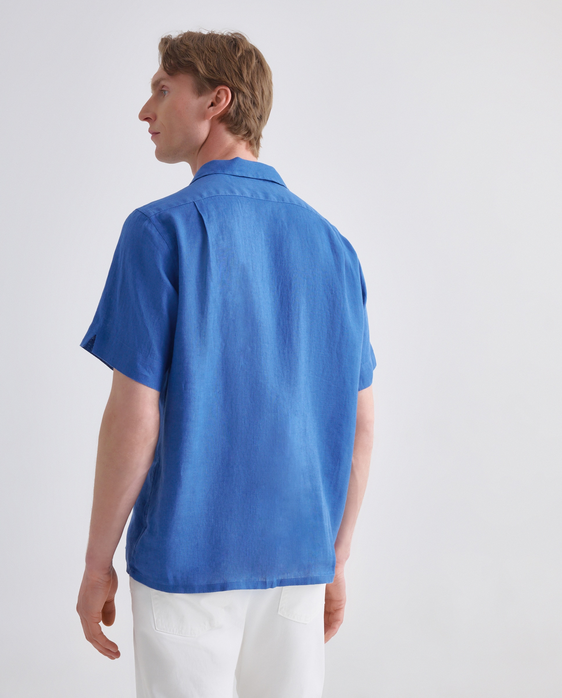 Camisa de Linho Classic Fit Azul-escuro-4