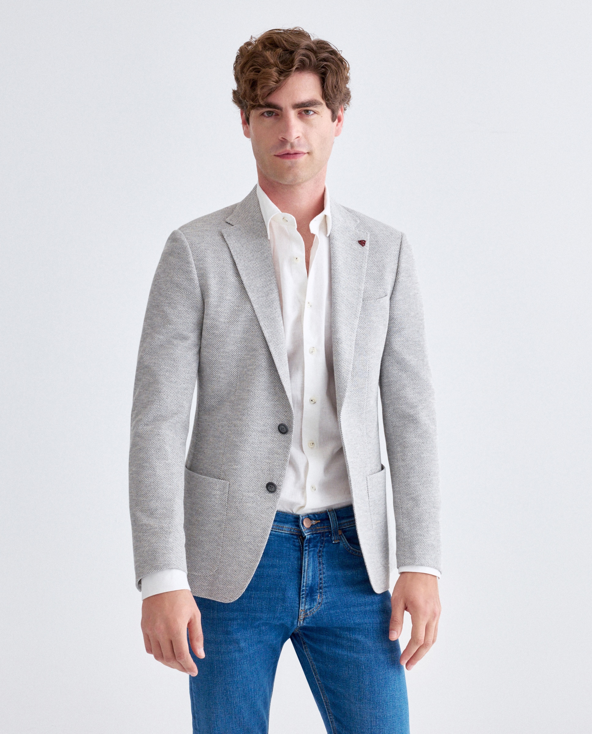 Blazer Slim Cinzento-claro-2