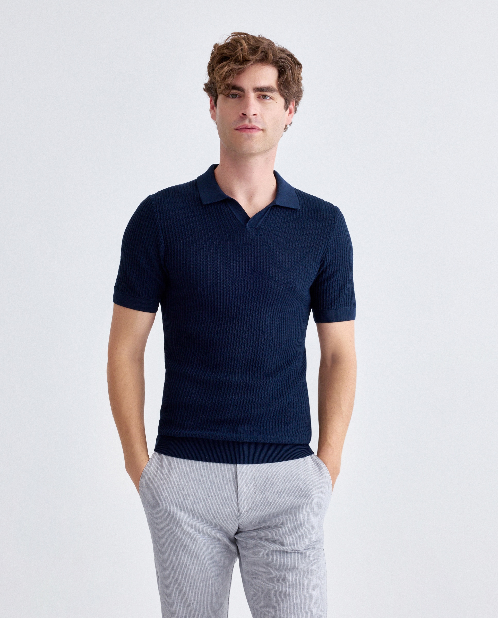 Polo de Malha Azul-marinho-1