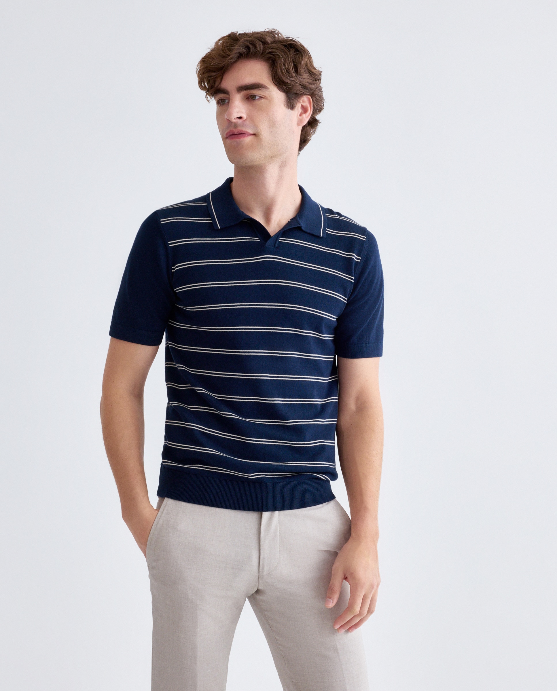 Polo de Malha Azul-marinho-1