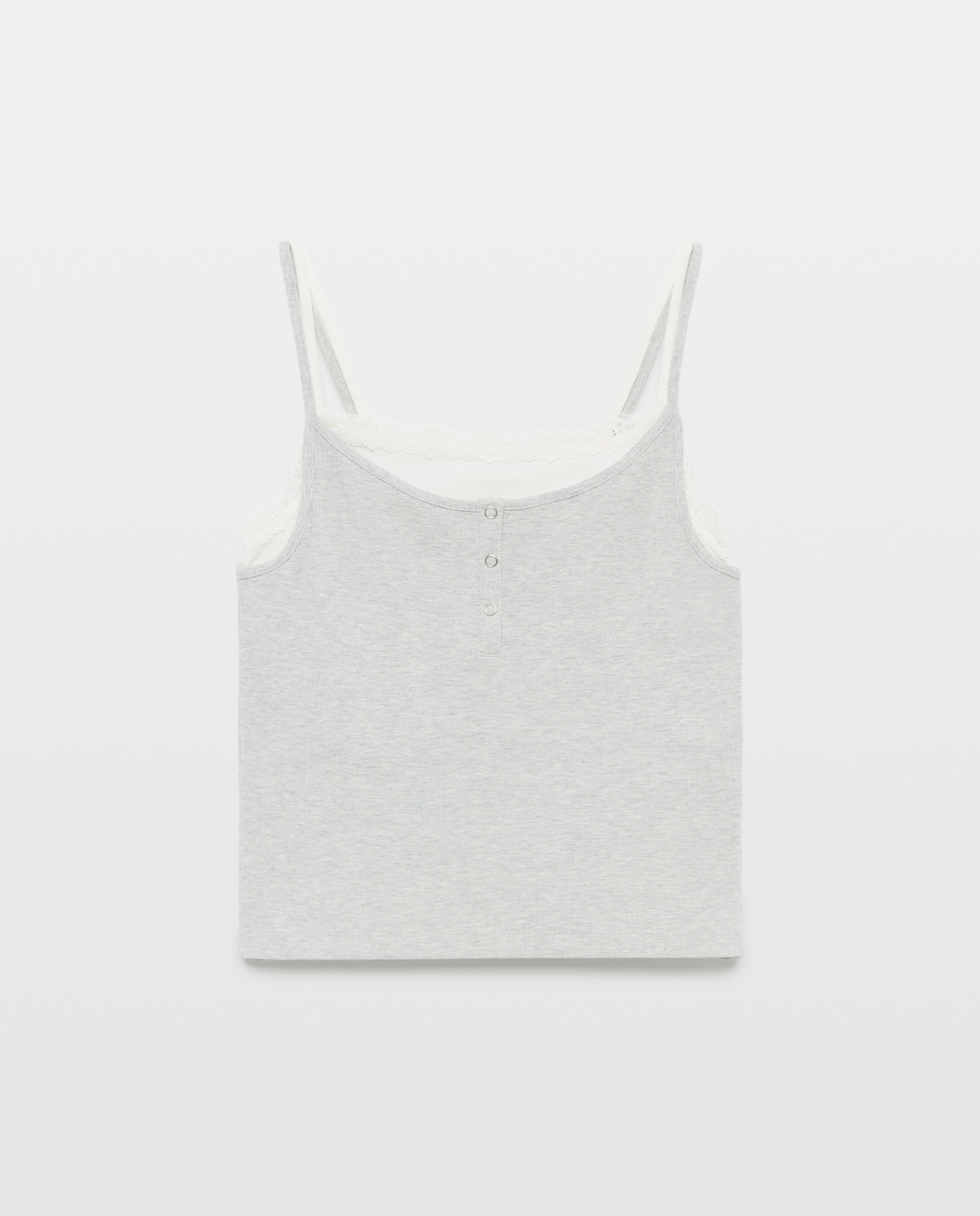 Camiseta top de mujer de tirantes con puntilla - Green Coast - Gris claro Gris claro-4