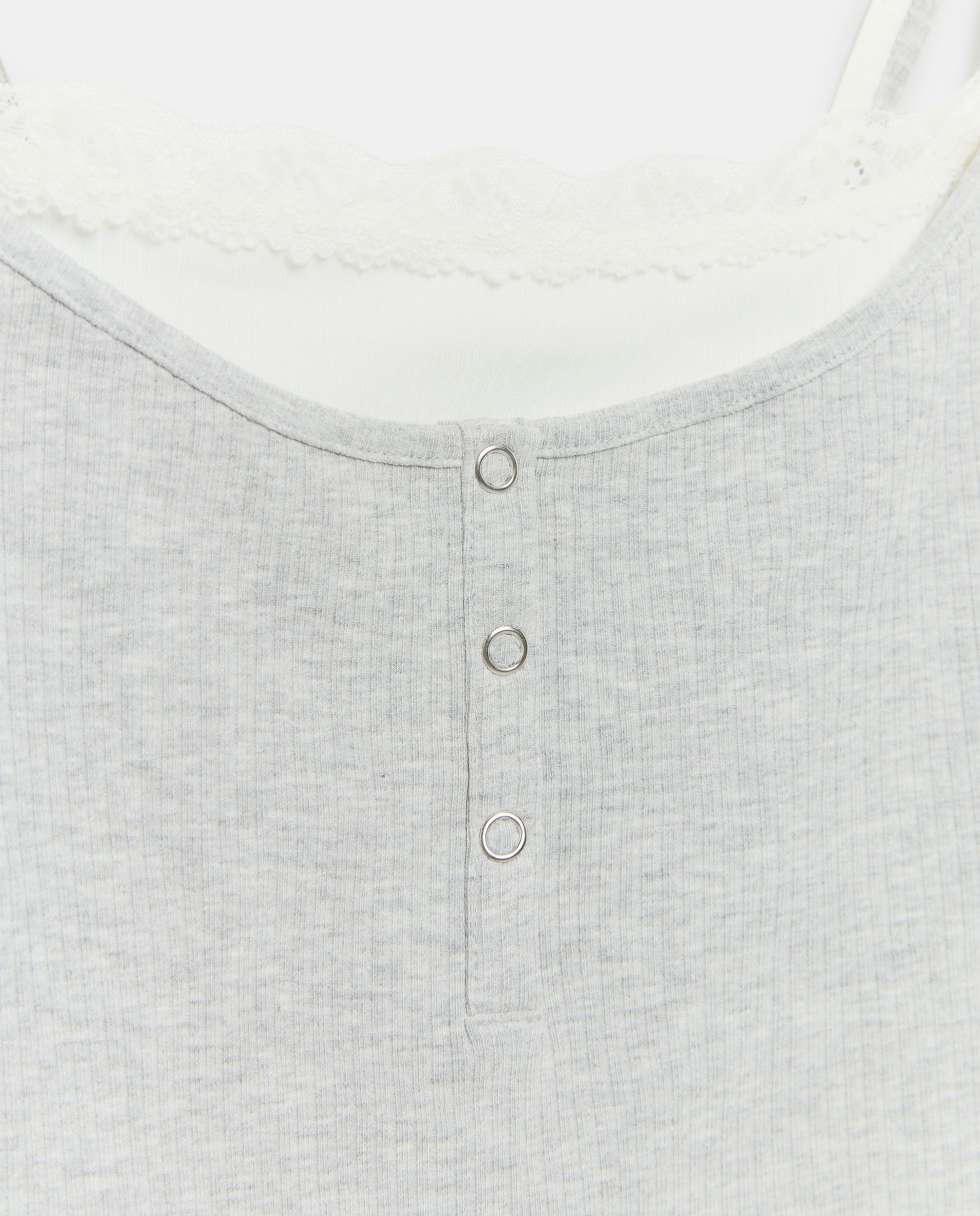 Camiseta top de mujer de tirantes con puntilla - Green Coast - Gris claro Gris claro-5