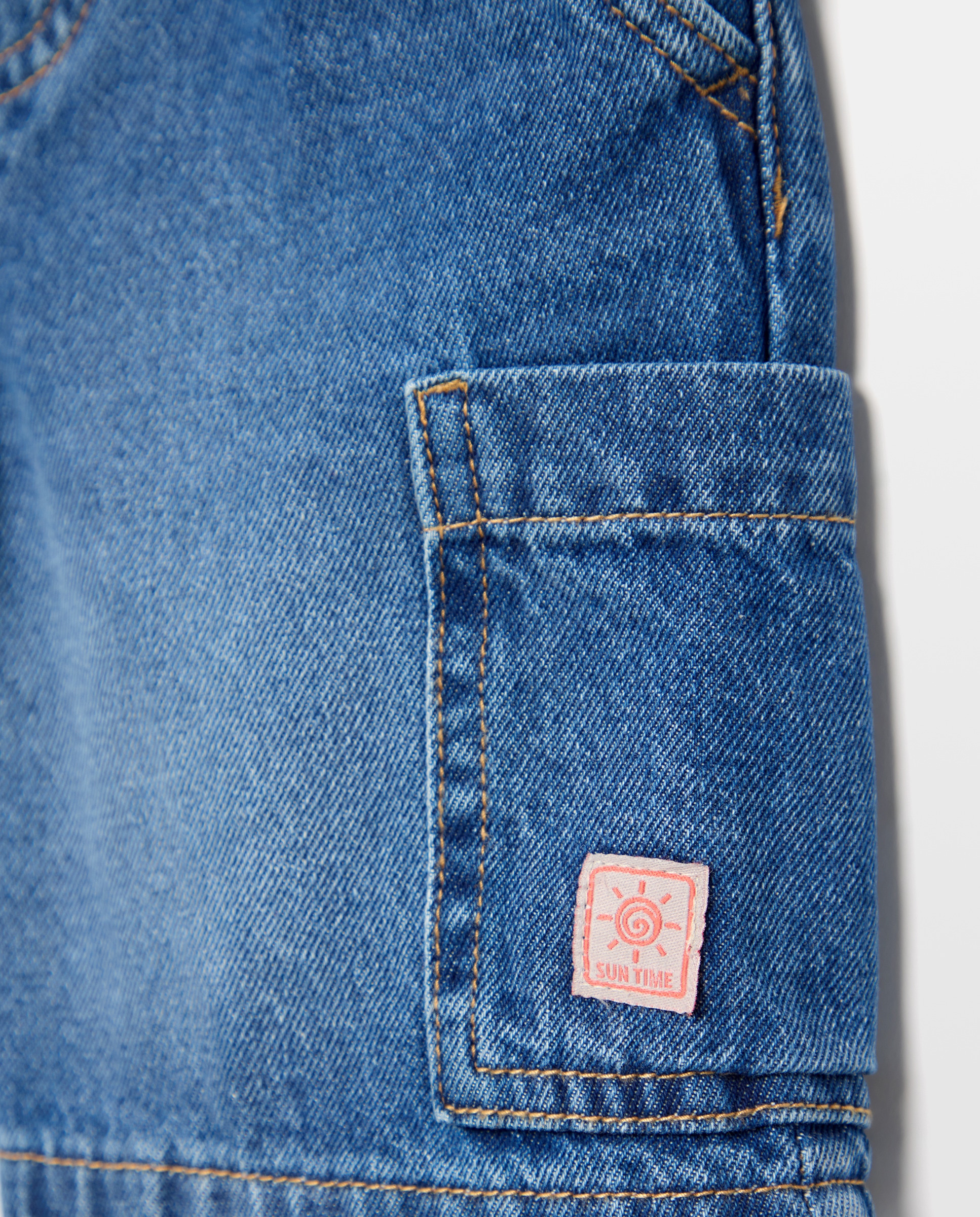 Bermudas de Ganga Lisas Azul pálido-2