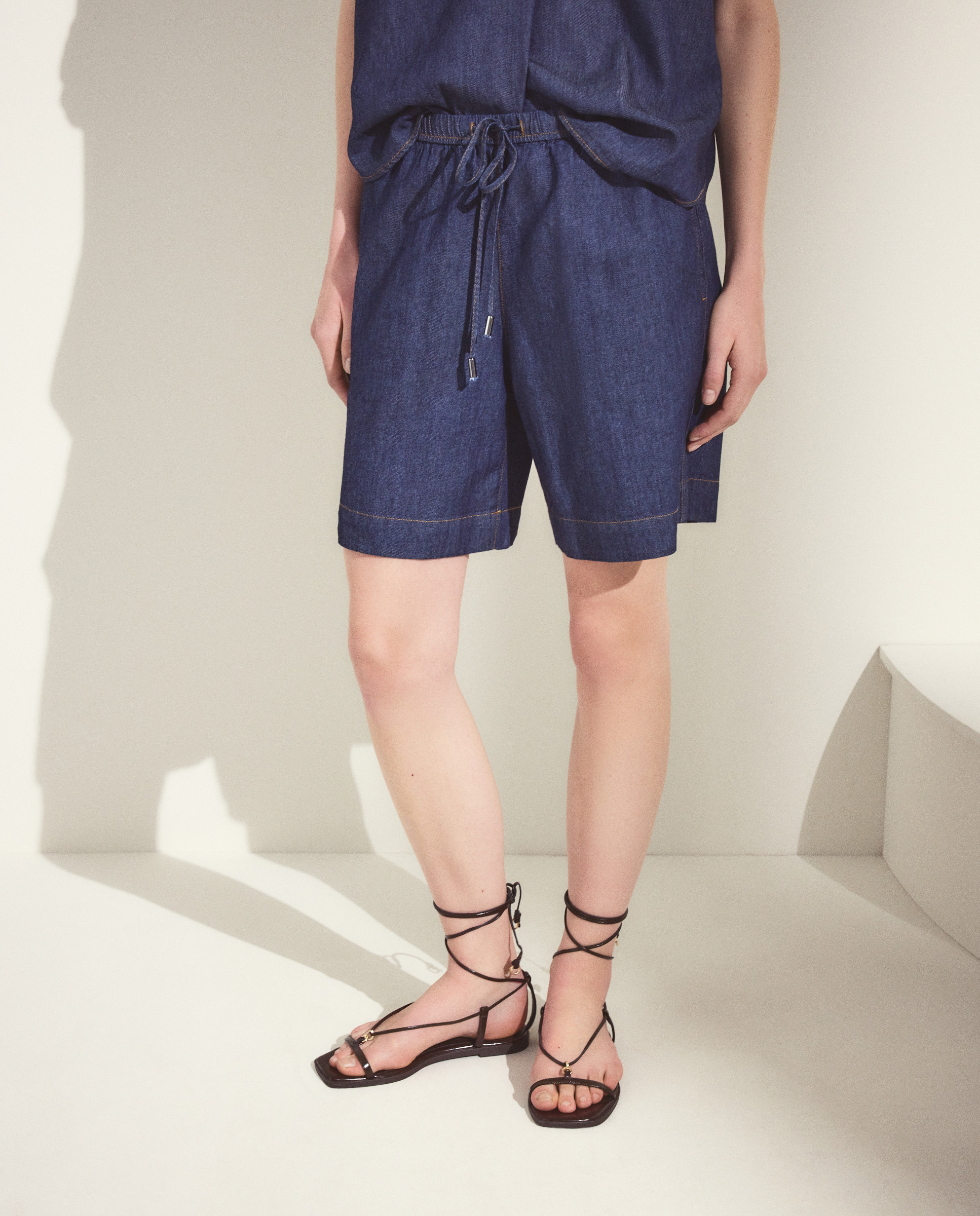 Bermudas de Ganga Lisas Cinzento-2
