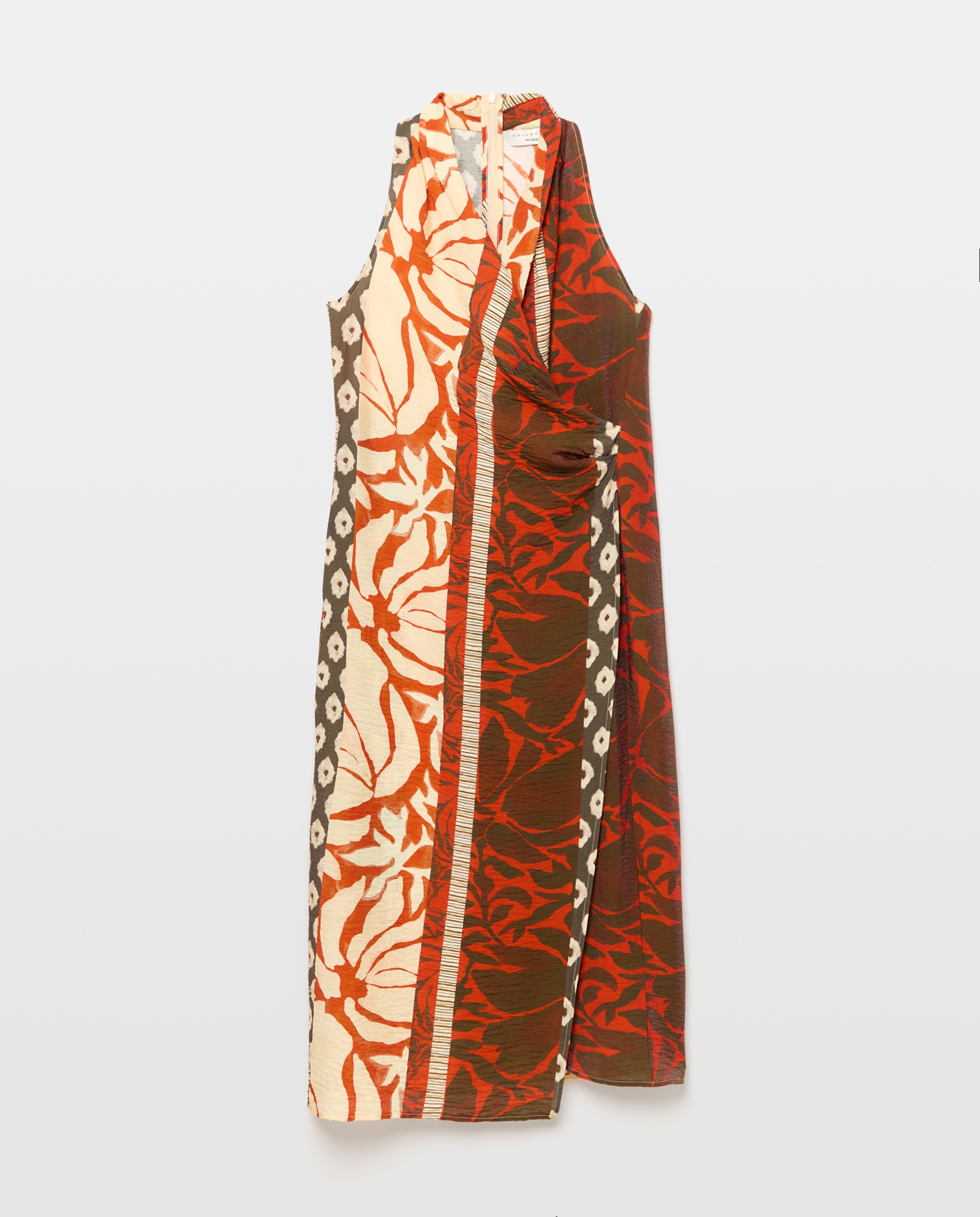 Vestido Estampado sem Mangas Vermelho-5