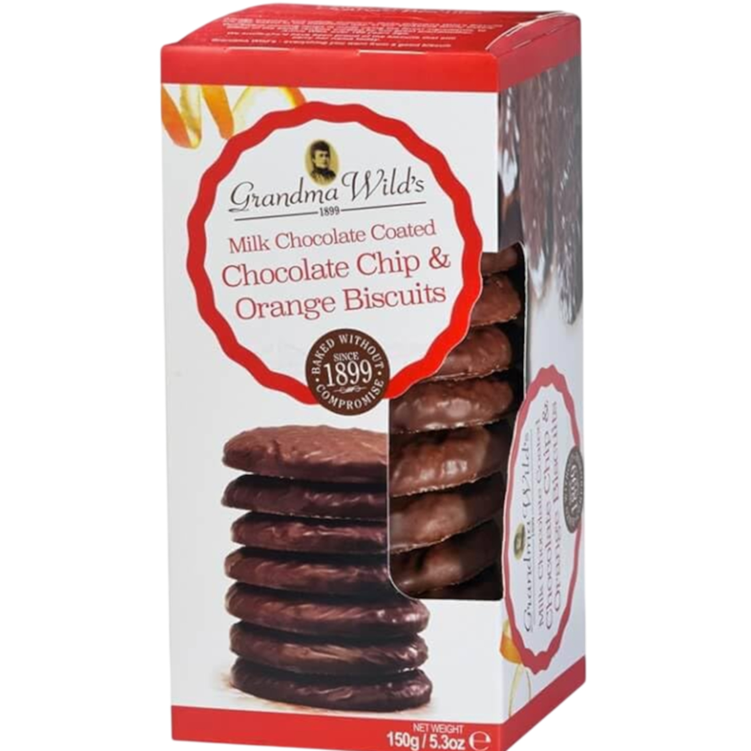Bolachas Cobertas de Chocolate Chip & Onge embalagem 150 g