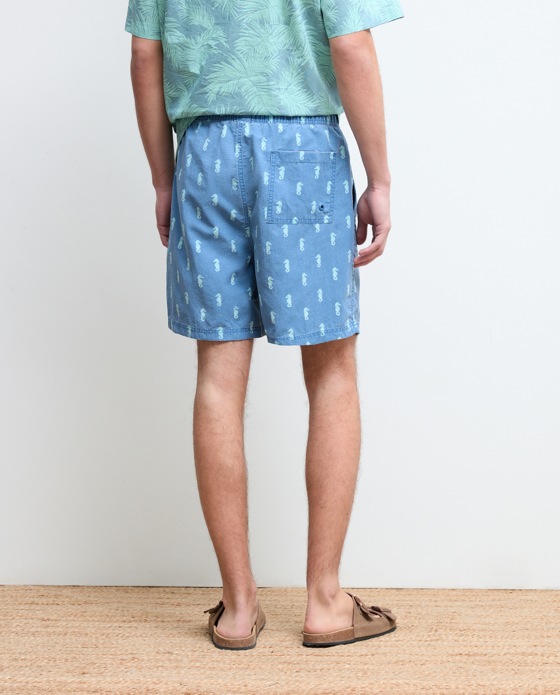 Calções de Banho com Estampado 410 Azul Claro-3