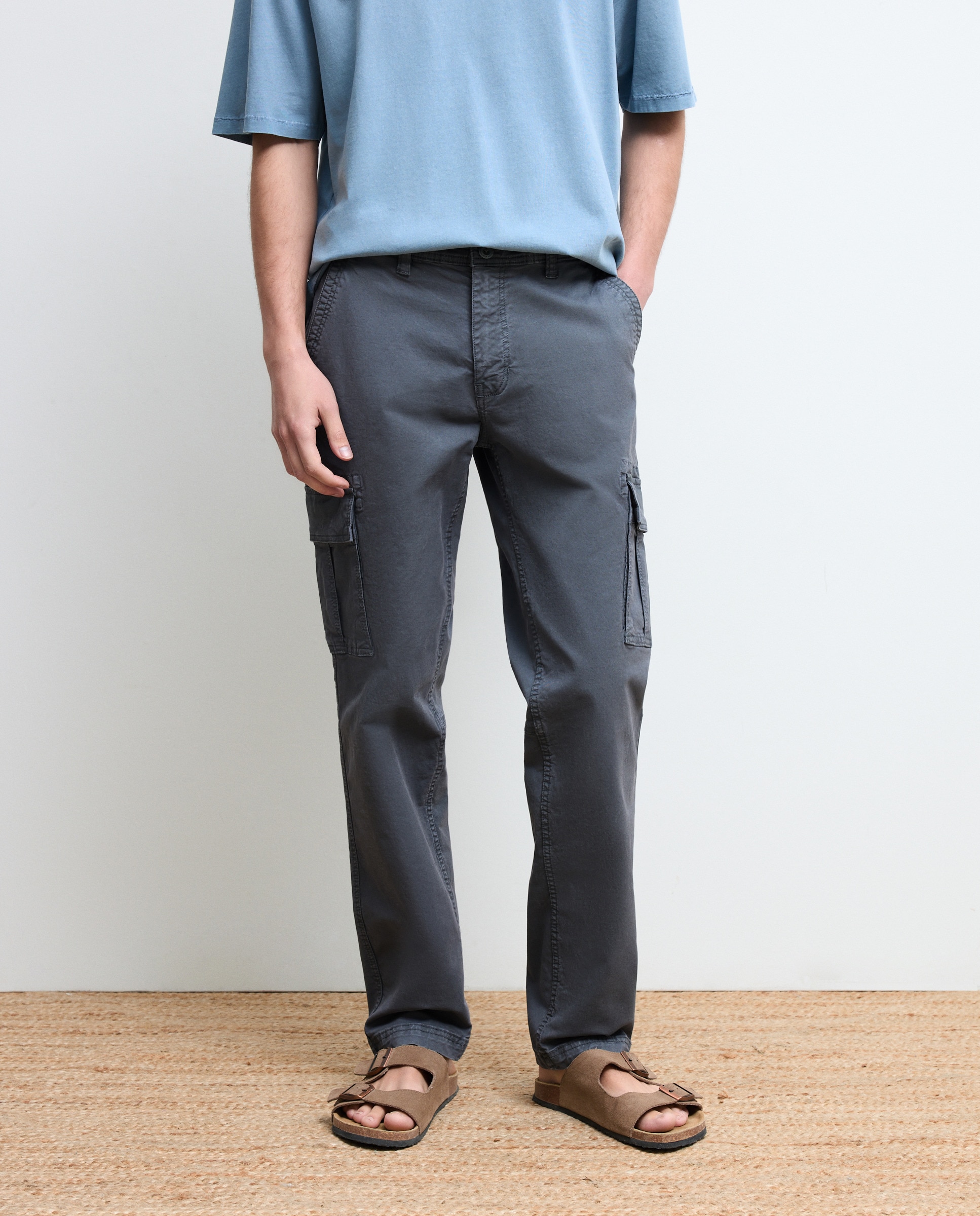 Pantalón de hombre multibolsillos de algodón. - Green Coast - Azul oscuro Azul oscuro-2