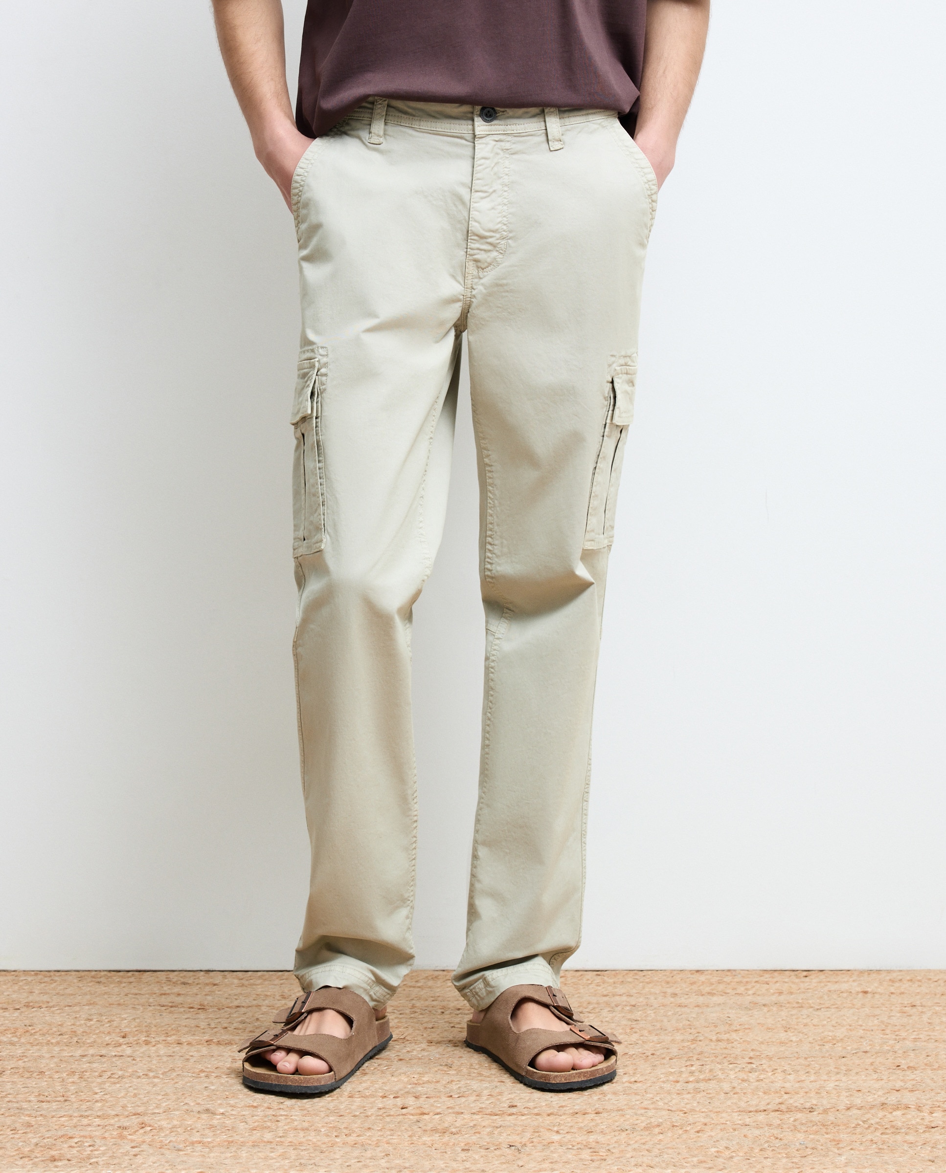 Pantalón de hombre multibolsillos de algodón. - Green Coast - Hielo Hielo-2